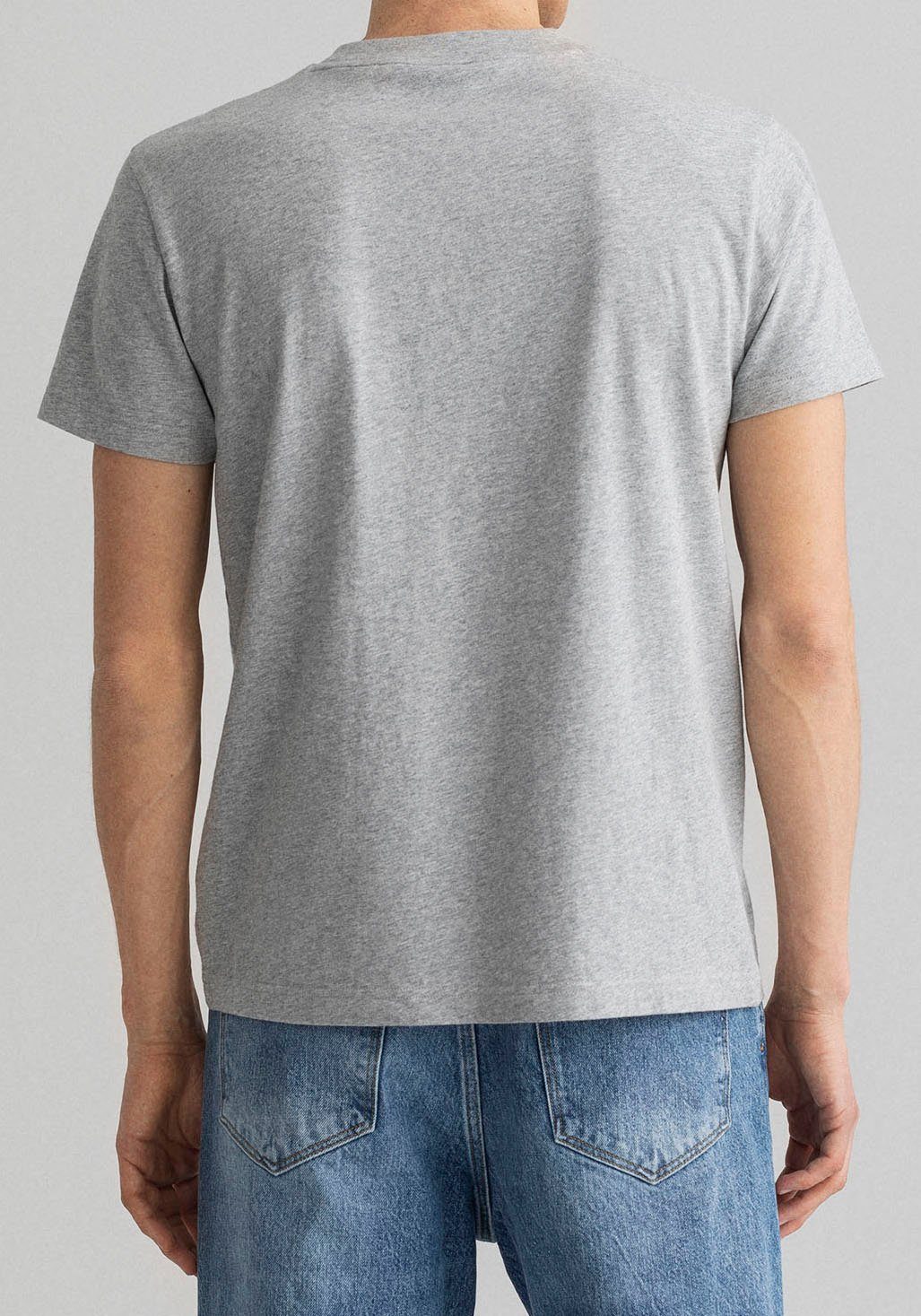 Gant T-Shirt D.1 GANT der mit PRIDE PIQUE Logostickerei Brust auf grey melange