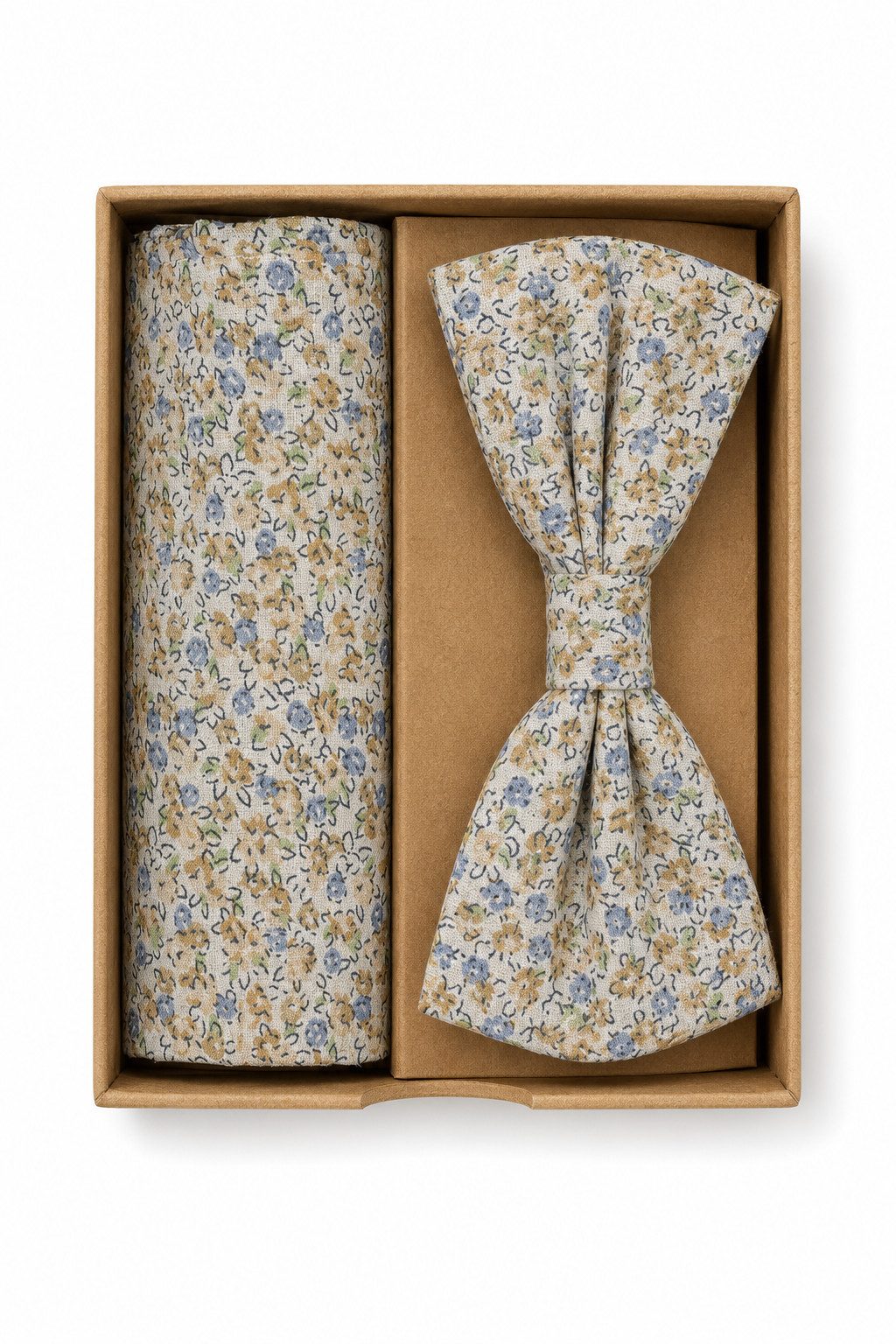 Prince Bowtie Fliege - Set Fliege Einstecktuch - florale Fliege Baumwolle