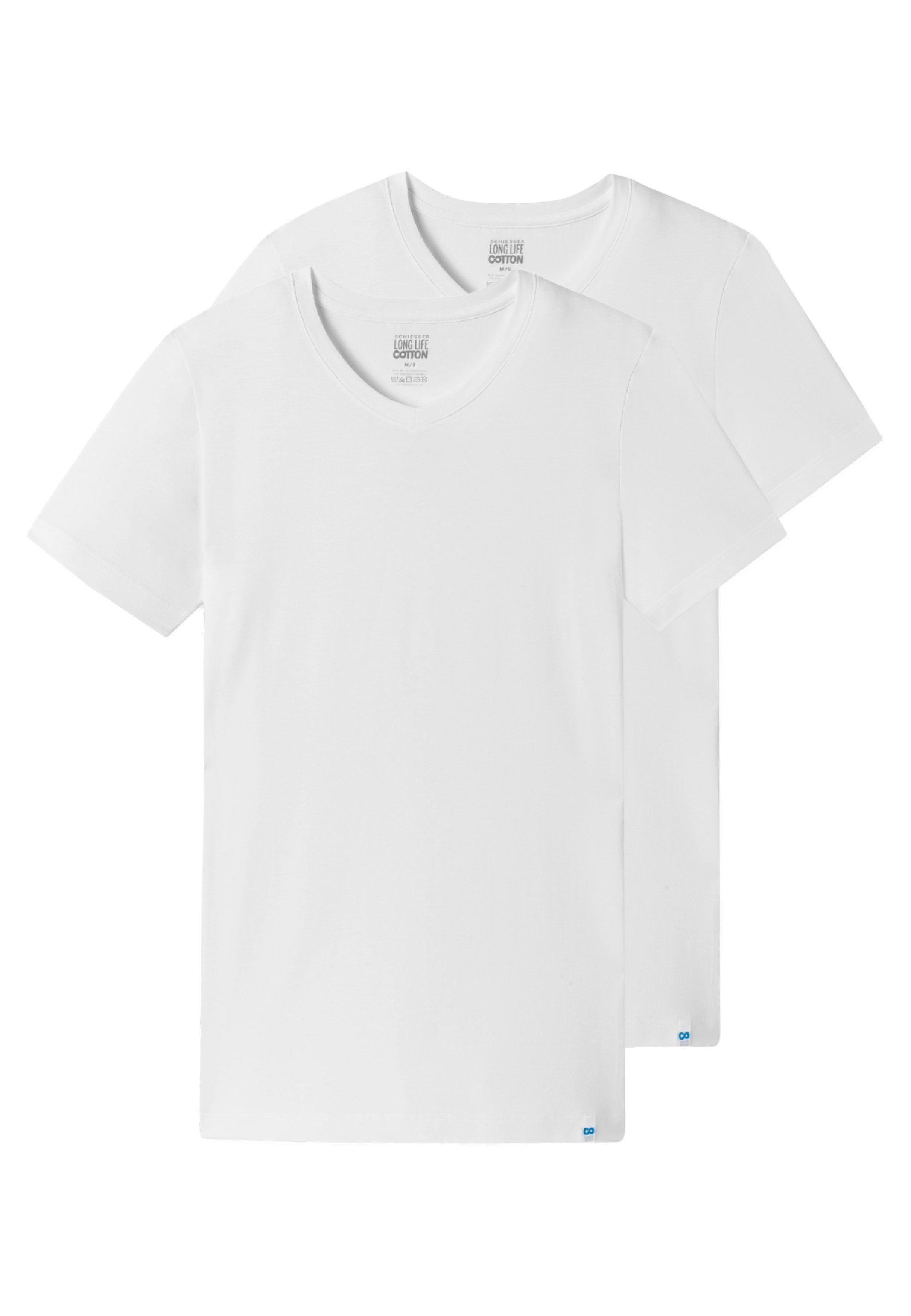 Schiesser Unterhemd 2er Pack Long Life Cotton (Spar-Set, 2-St) Unterhemd / Shirt Kurzarm - Baumwolle - Weiß