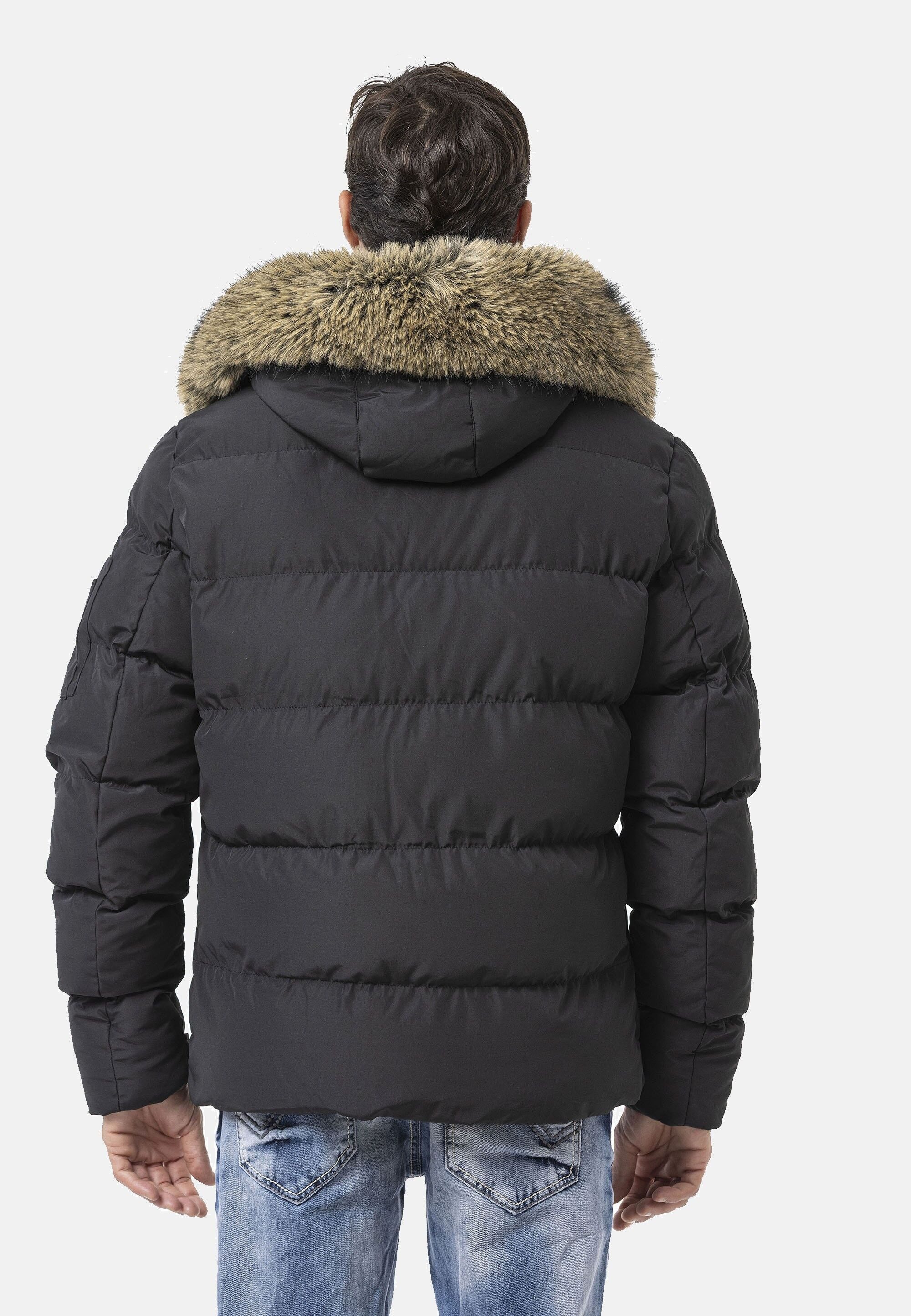 Cipo & Baxx Winterjacke CM227 warm gefüttert mit Fellkapuze & Cipo & Baxx Front-Design
