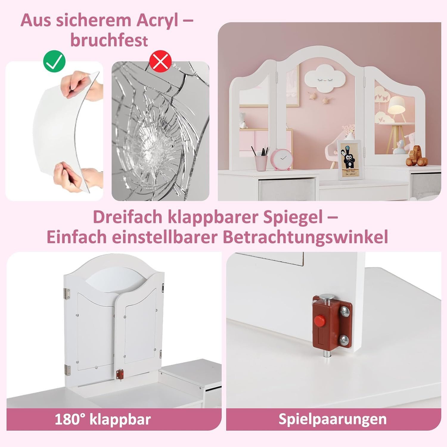 TLGREEN Schminktisch Kinderschminktisch 2 in 1,mit günstig online kaufen