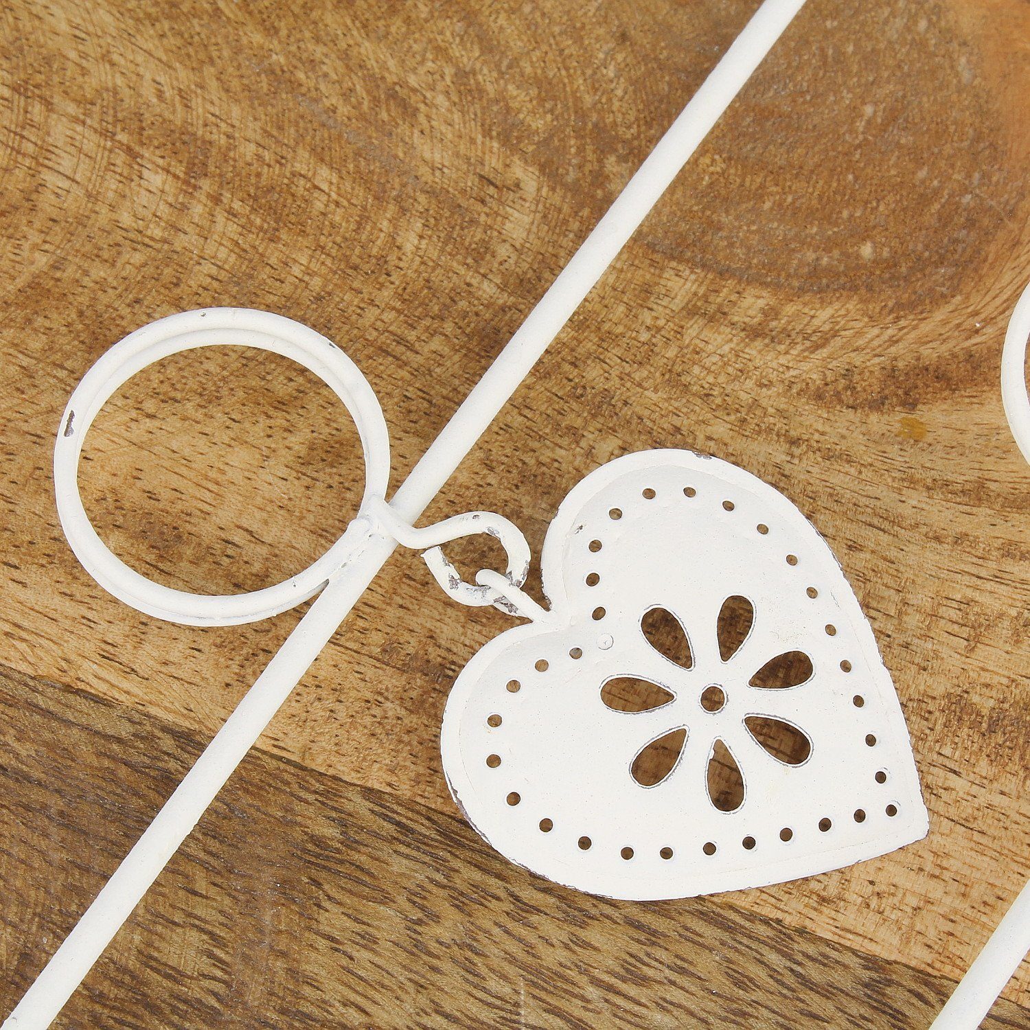 Macosa Home Bilderrahmen Bilderhalter weiß Landhaus 42x37 cm Metall, für 8 Bilder, Wanddeko Herzform Dekoration Blechherz Herzdeko