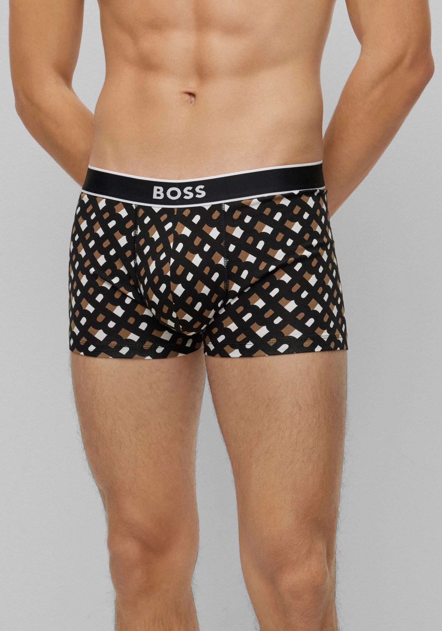 BOSS Herren Trunk - Kurze Badeshorts Aus Stretch-Jersey Mit Sichtbarem Elastikbund Und Mittlerer Bundhöhe