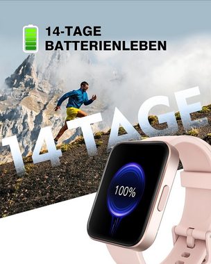 Woneligo Smartwatch (1,83 Zoll, Android iOS), 14 Tage Akkulaufzeit Damen mit 5ATM Wasserdichte SOS 100+ Sportmodi
