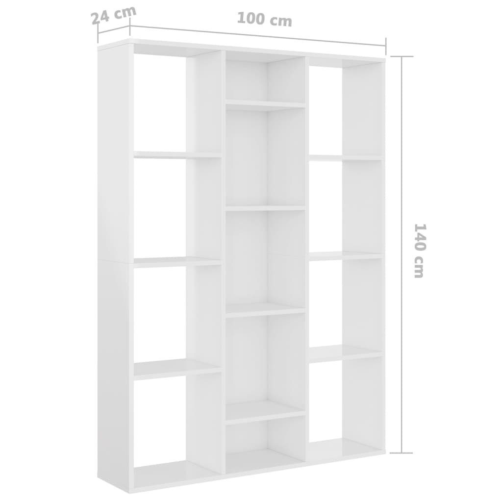 cm Raumteiler Hochglanz-Weiß 100x24x140 furnicato Raumteiler/Bücherregal