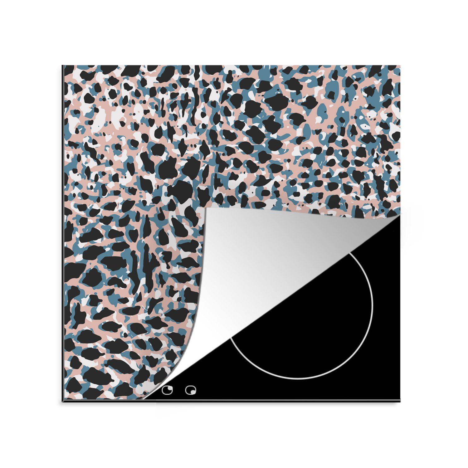 MuchoWow Herdblende-/Abdeckplatte Muster - Pantherdruck - Rosa, Vinyl, (1 tlg), 78x78 cm, Ceranfeldabdeckung, Arbeitsplatte für küche