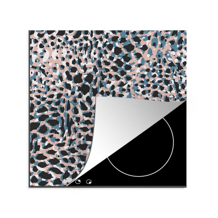 MuchoWow Herdblende-/Abdeckplatte Muster - Pantherdruck - Rosa Vinyl (1 tlg) Ceranfeldabdeckung Arbeitsplatte für küche
