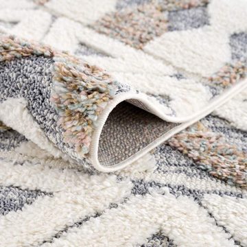 Hochflor-Teppich Focus 3050, Carpet City, rechteckig, Höhe: 20 mm, Boho-Teppich, besonders weich, 3D-Effekt, Rauten Design