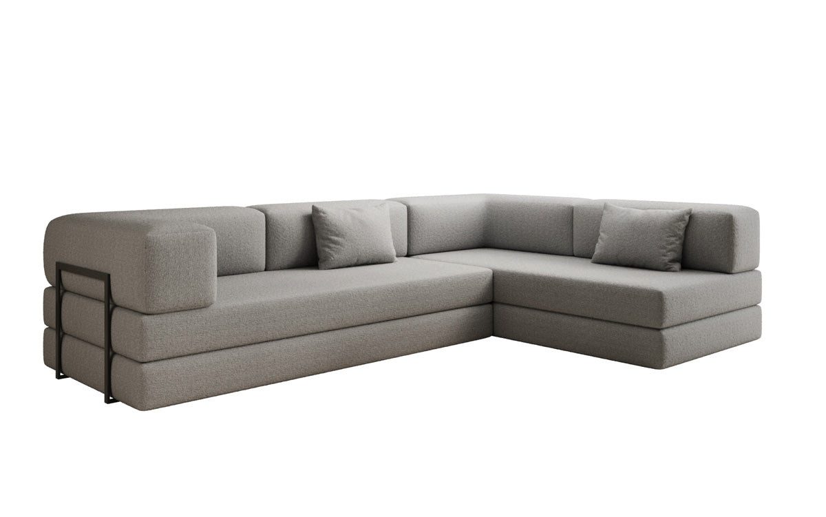 Luxusbetten24 Schlafsofa Designer Sofa Lazy L, in Bouclé mit Aufklappfunktion