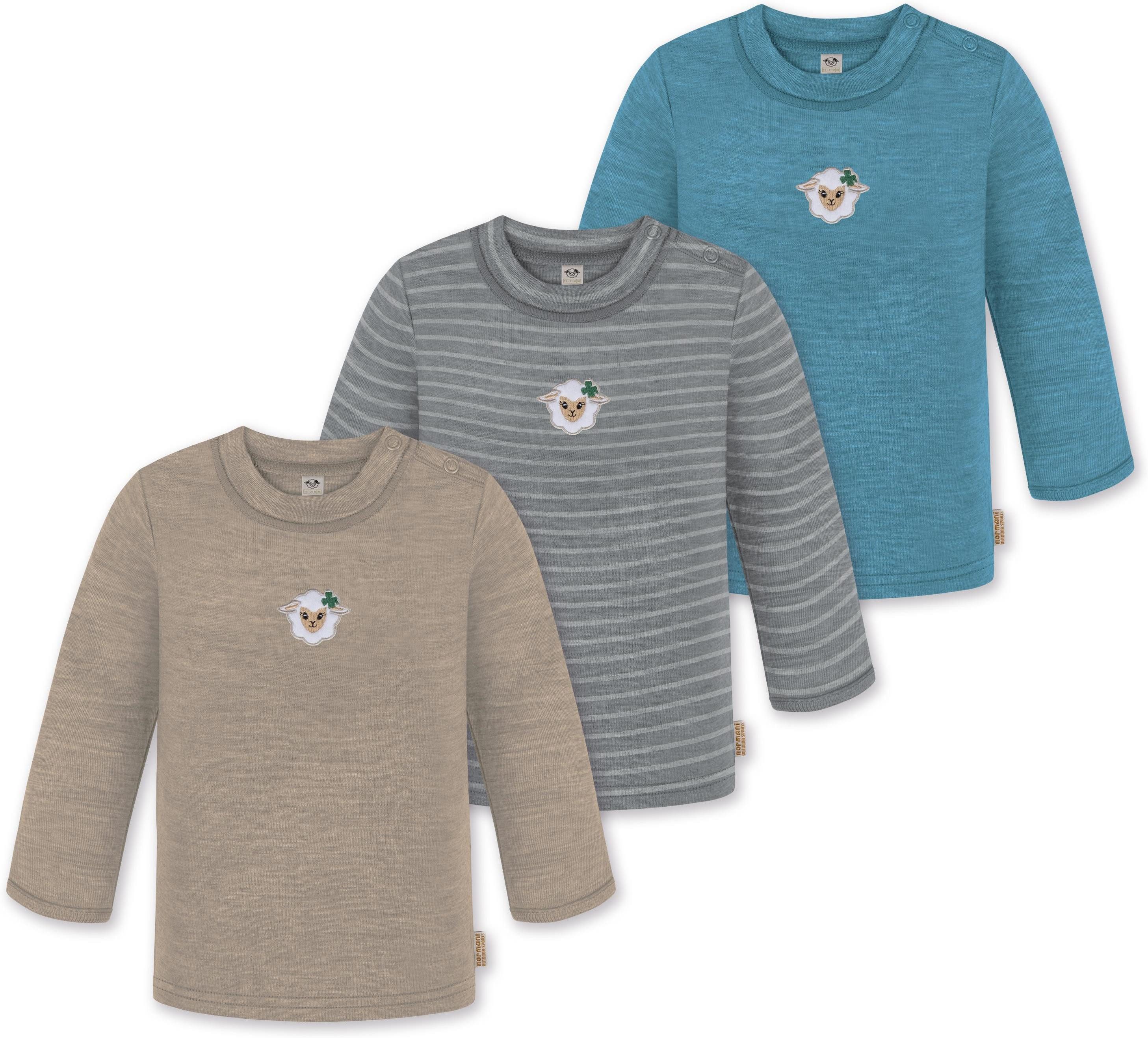 normani Langarmwickelbody 3er Pack Baby Merino Longsleeve „Taupo" Merino Langarm Pullover Strickpullover warmer Wollpullover mit Knopf