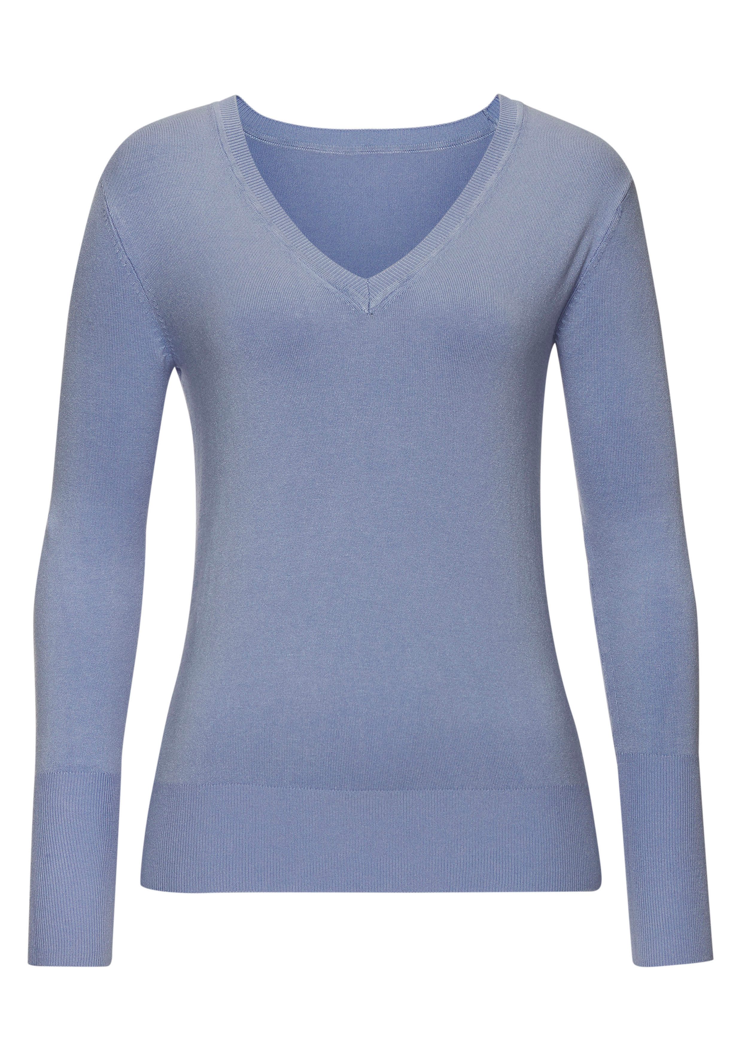 Vivance by Lascana V-Ausschnitt-Pullover in taillierter Form weicher Strickpullover, Feinstrickpullover, V-Pullover, Basic – Bild 2 von 5
