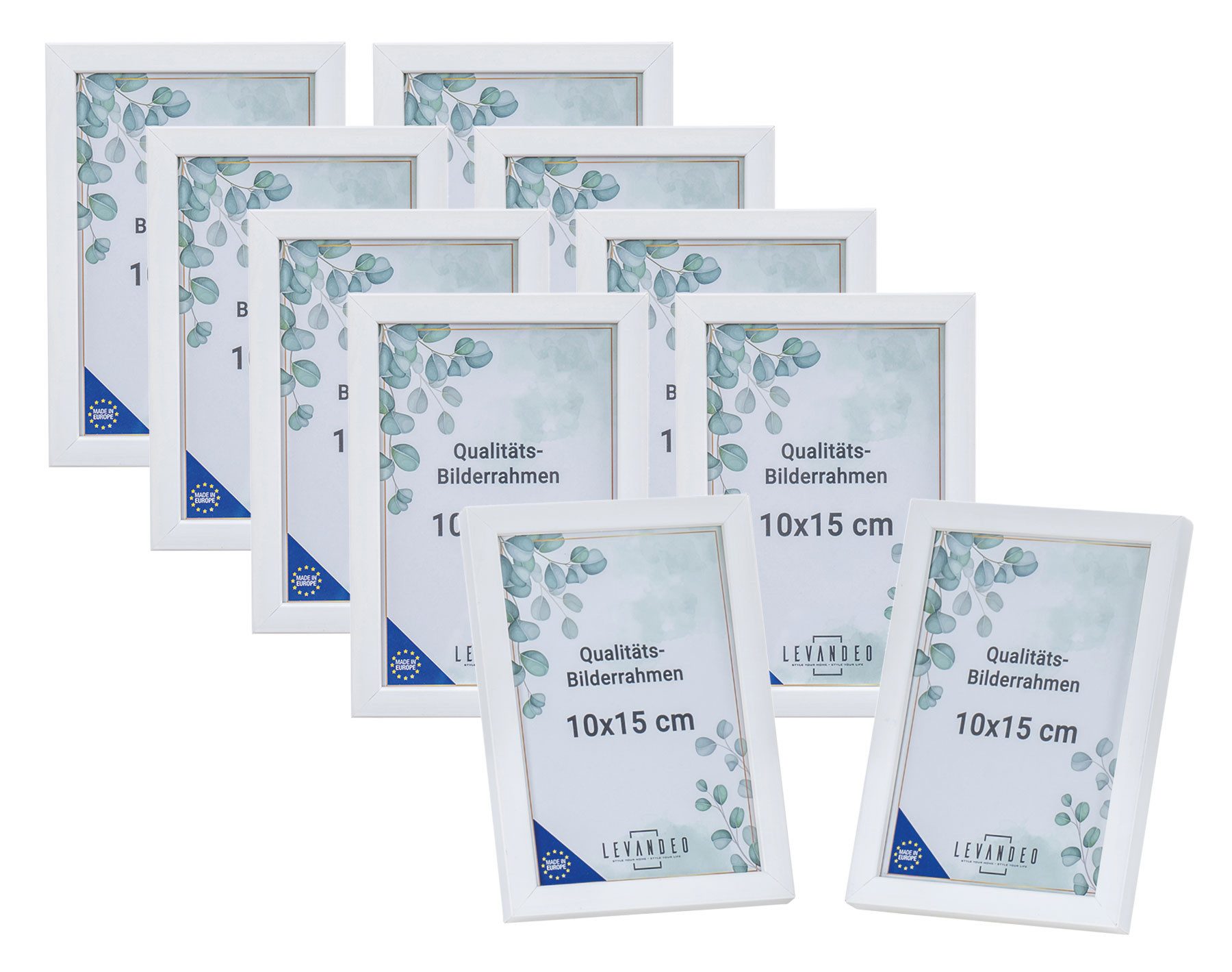 Levandeo® Bilderrahmen, 10er Set Bilderrahmen Echtholz Made in EU 10x15 Wei günstig online kaufen
