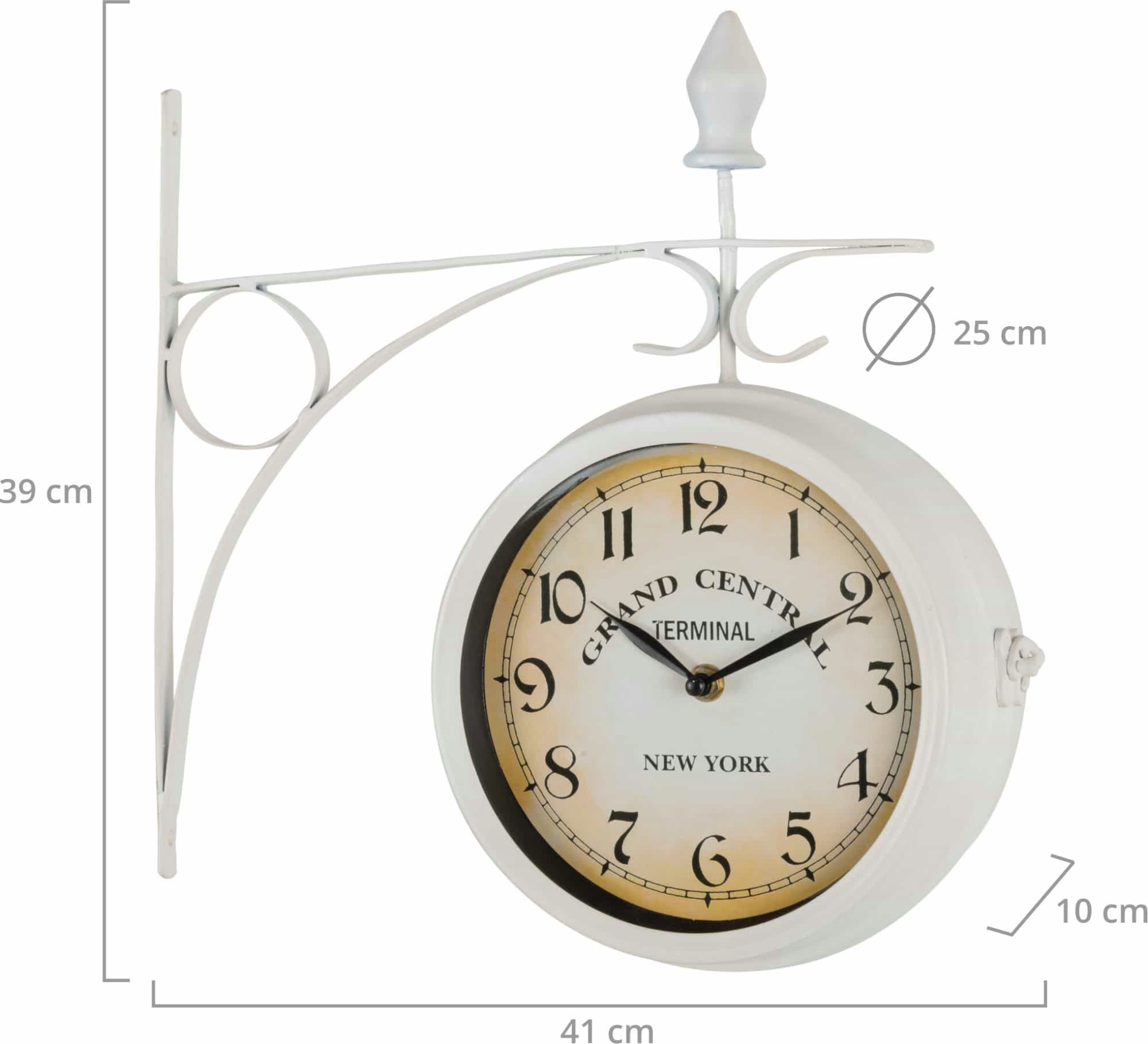 Stagecaptain Wanduhr BHU-4543 Bahnhofsuhr groß mit Wandhalterung - im Vintage Look (Quarzlaufwerk, Retro Metallkonstruktion)