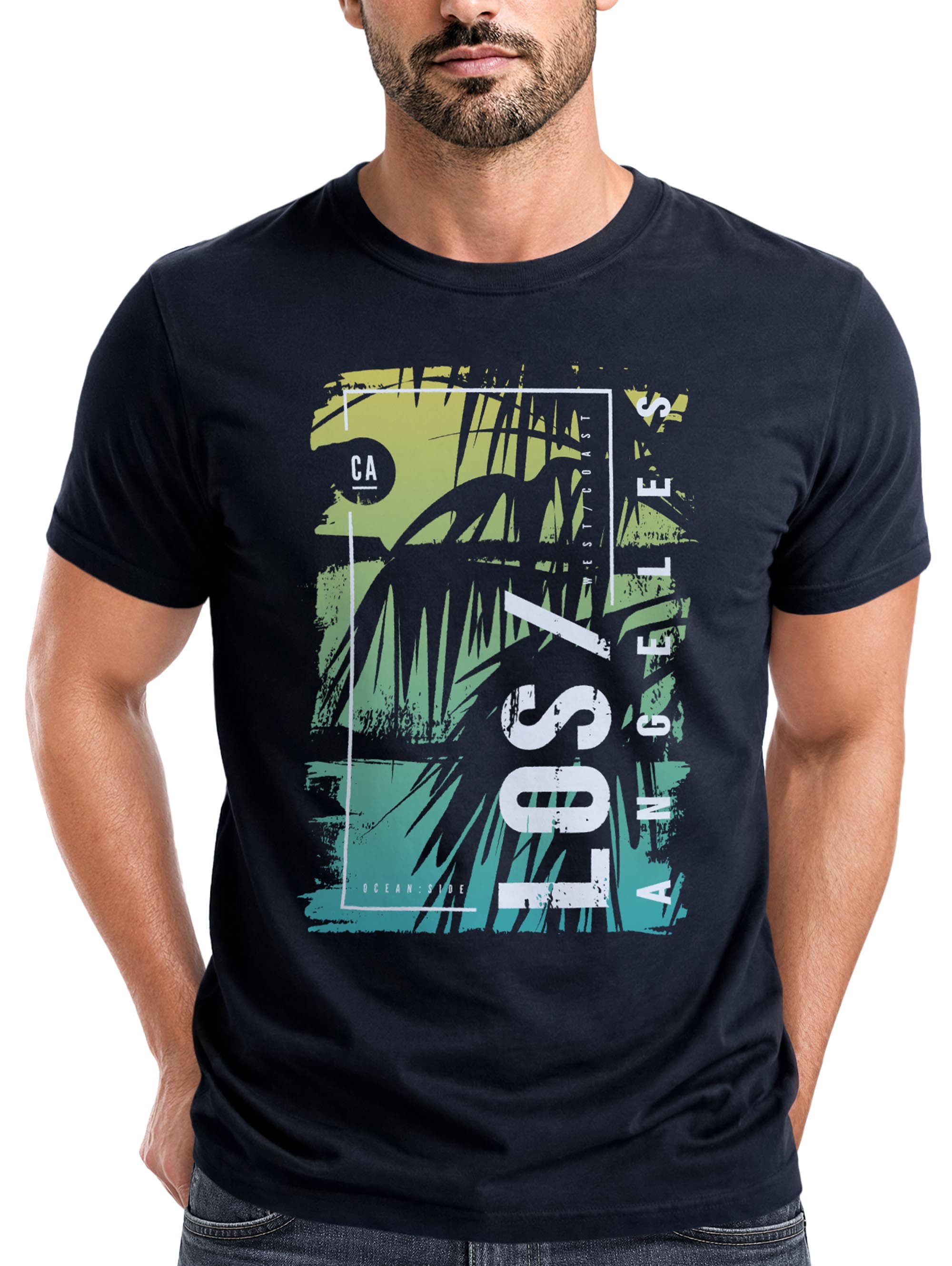 Print-Shirt Herren T-Shirt Los Angeles LA Ocean Side Sommer Palmen Aufdruck Print
