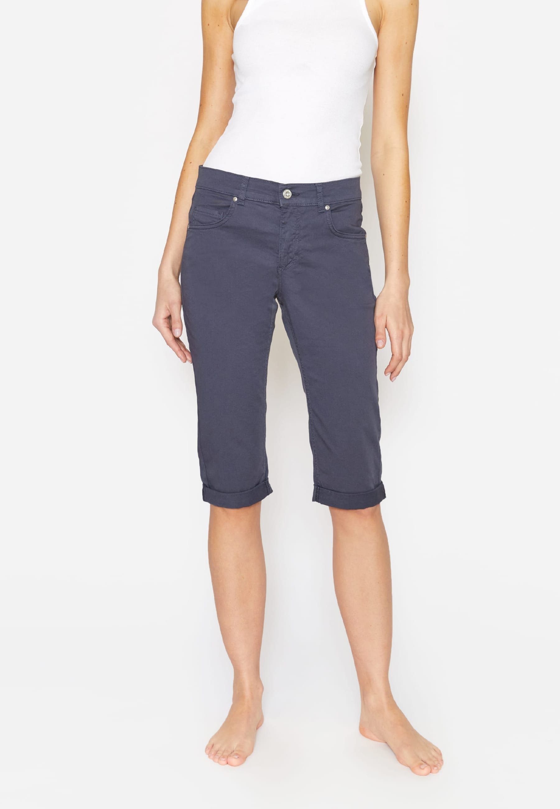 ANGELS Slim-fit-Jeans 5-Pocket-Hose Capri TU mit Label-Applikationen dunkelblau