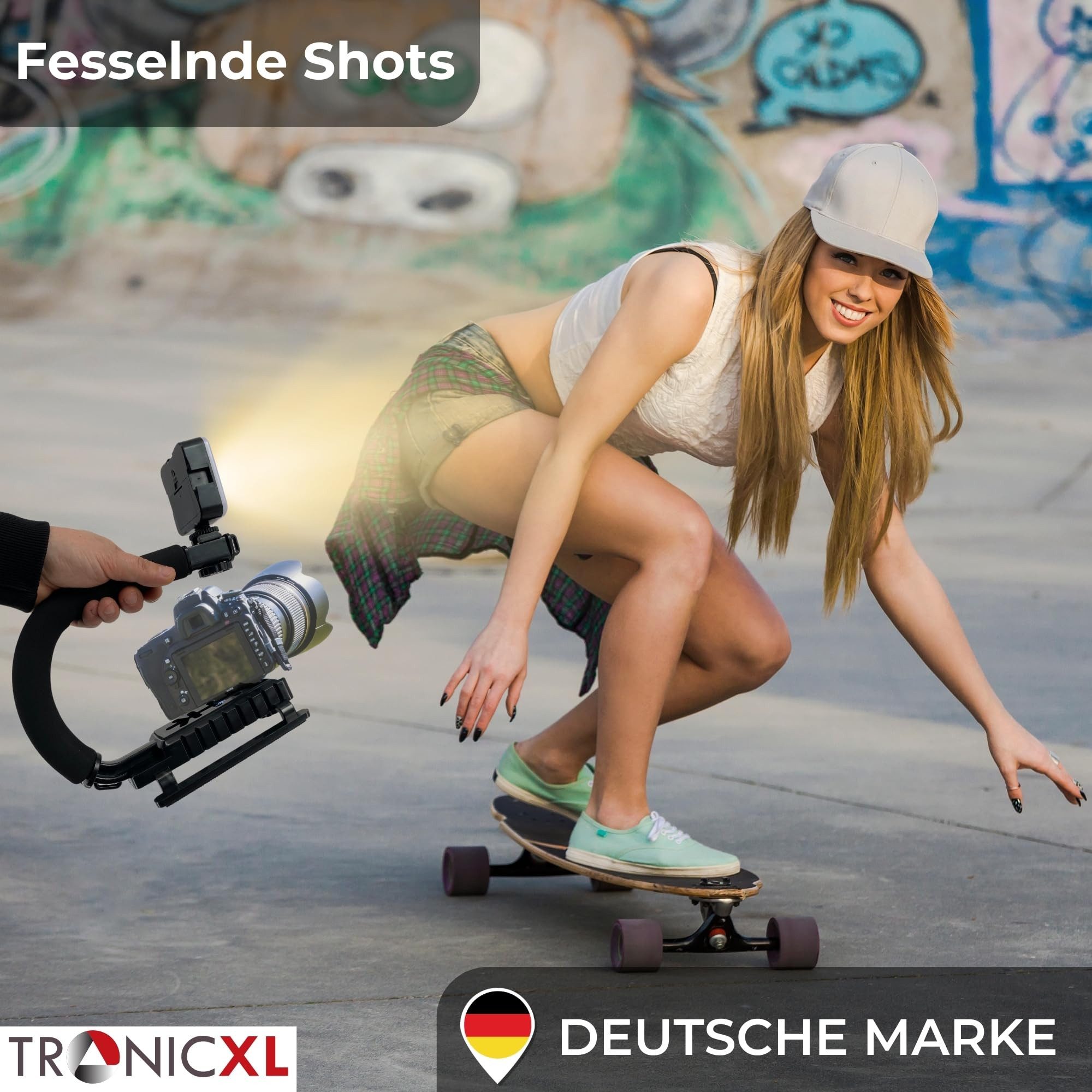 TronicXL Kamerahalterung Kamera Video Action Handgriff Stabilisator mit LED Videolampe Griff – Bild 5 von 5