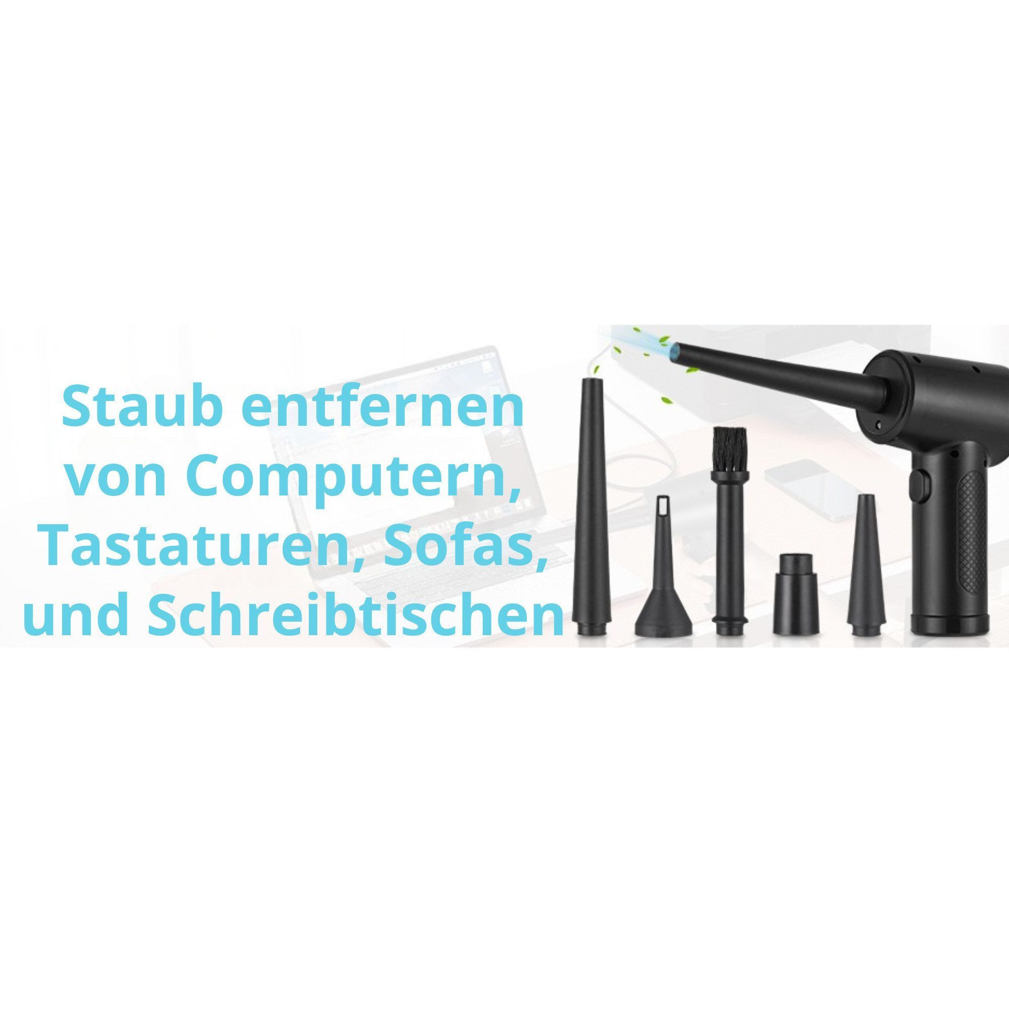 Vivitar Akku-Gebläse Druckluftspray Luftreinigungspistole 51000u/min Kabelloser Reiniger, (mit 5 austauschbaren Düsen, LED-Bildschirm, Schnelllade-Luftgebläse 3 Stufen zur Regulierung der Luftstärke), Luftgebläse für PCs, Tastaturen, Kameras, Sofas, Tierhaare, Autos