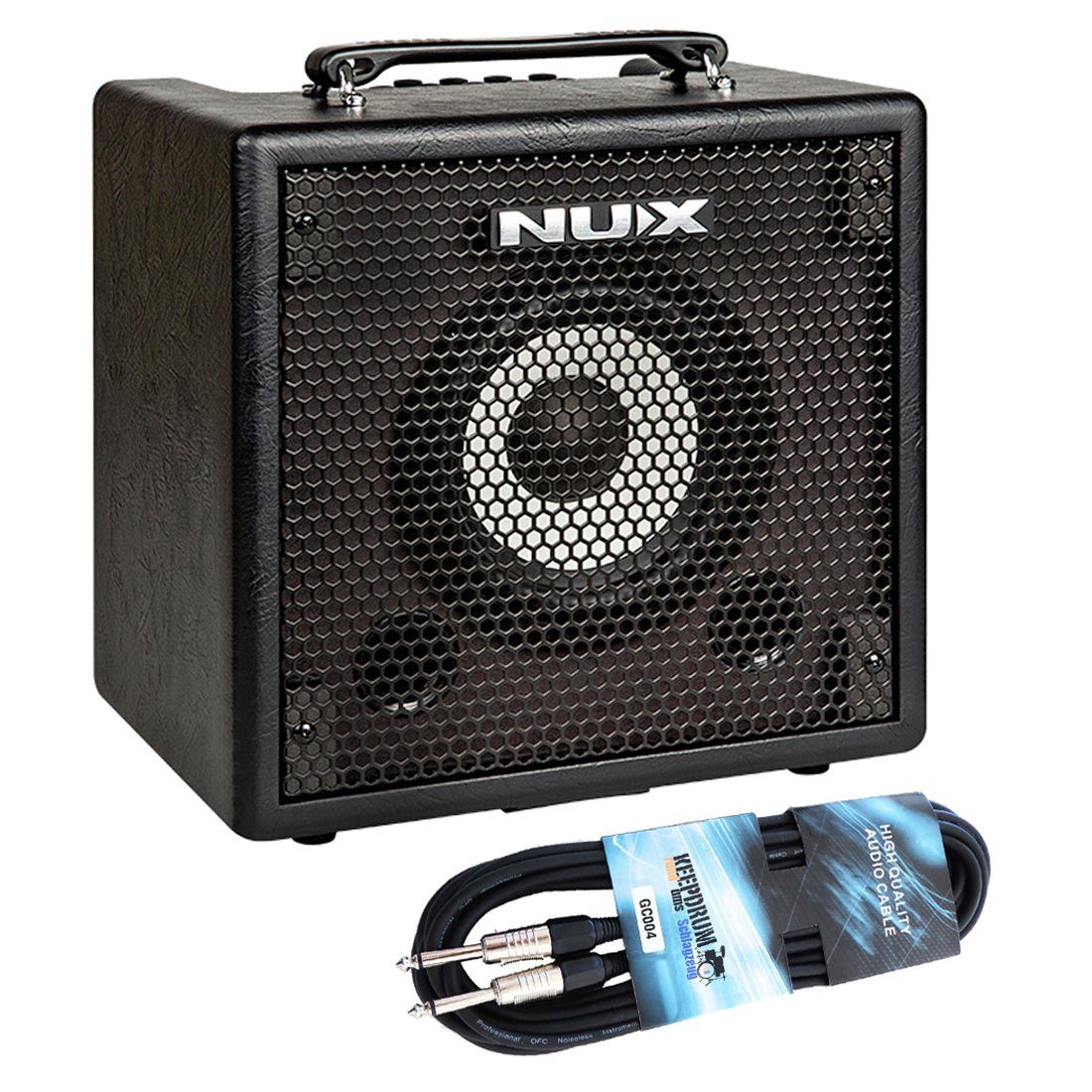 Nux E-Gitarre NUX Mighty Bass 50BT Verstärker mit Klinkenkabel