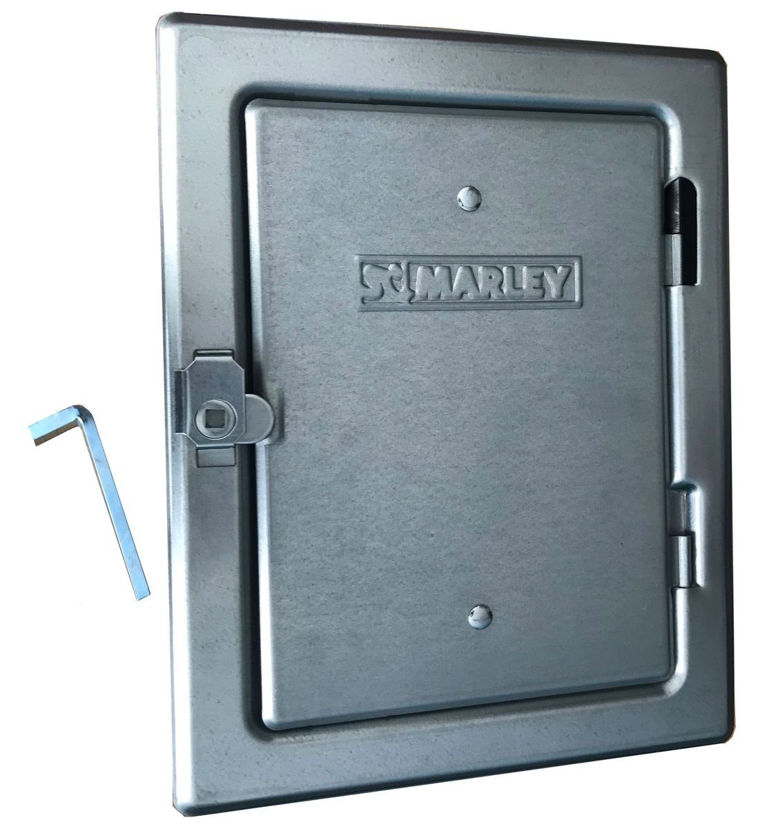 Marley Deutschland GmbH Wandfliese Kamintür verzinkt mit Vierkantverschluss 140x205mm, Stahl verzinkt 0x0, silber, für den Zugang zum Schornstein zwecks Reinigung und Wartung 