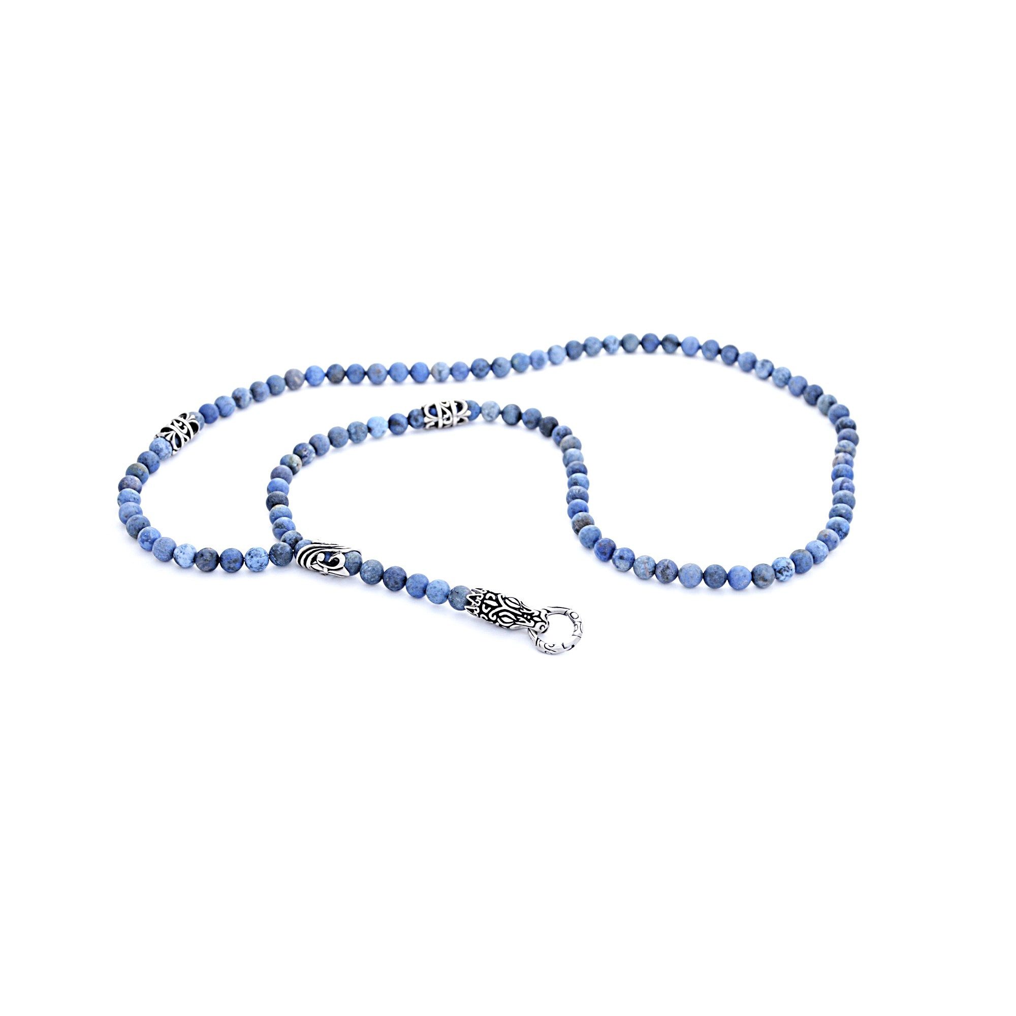 Charm-Kette mit echten Dumortierit Steinen Ringverschluss Edelstahlelemente