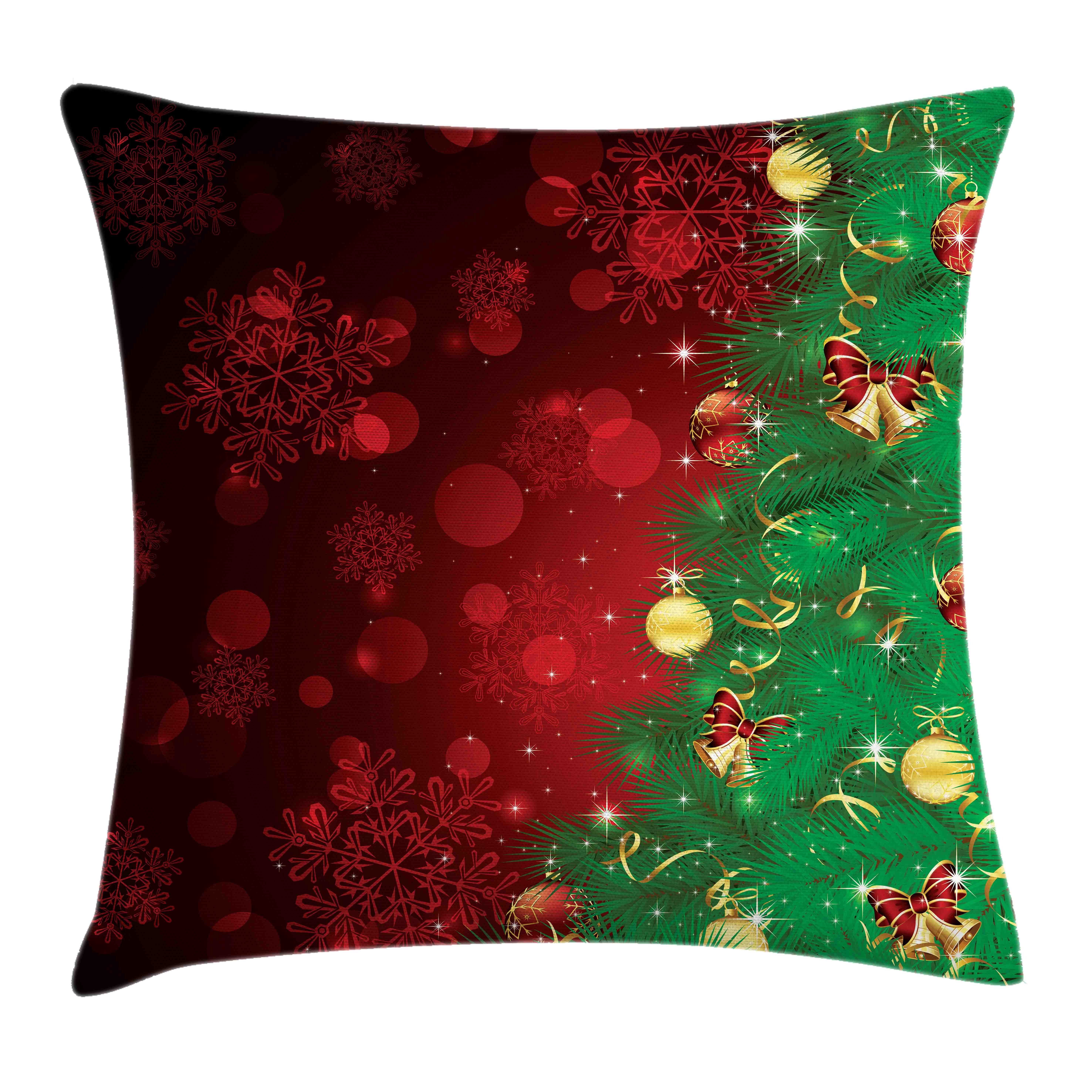 Kissenbezüge Reißverschluss Kissenhülle mit Farbfesten Farben Beidseitiger Druck, Abakuhaus (1 Stück), Weihnachten Jingle Bells Bäume | Kissenbezüge