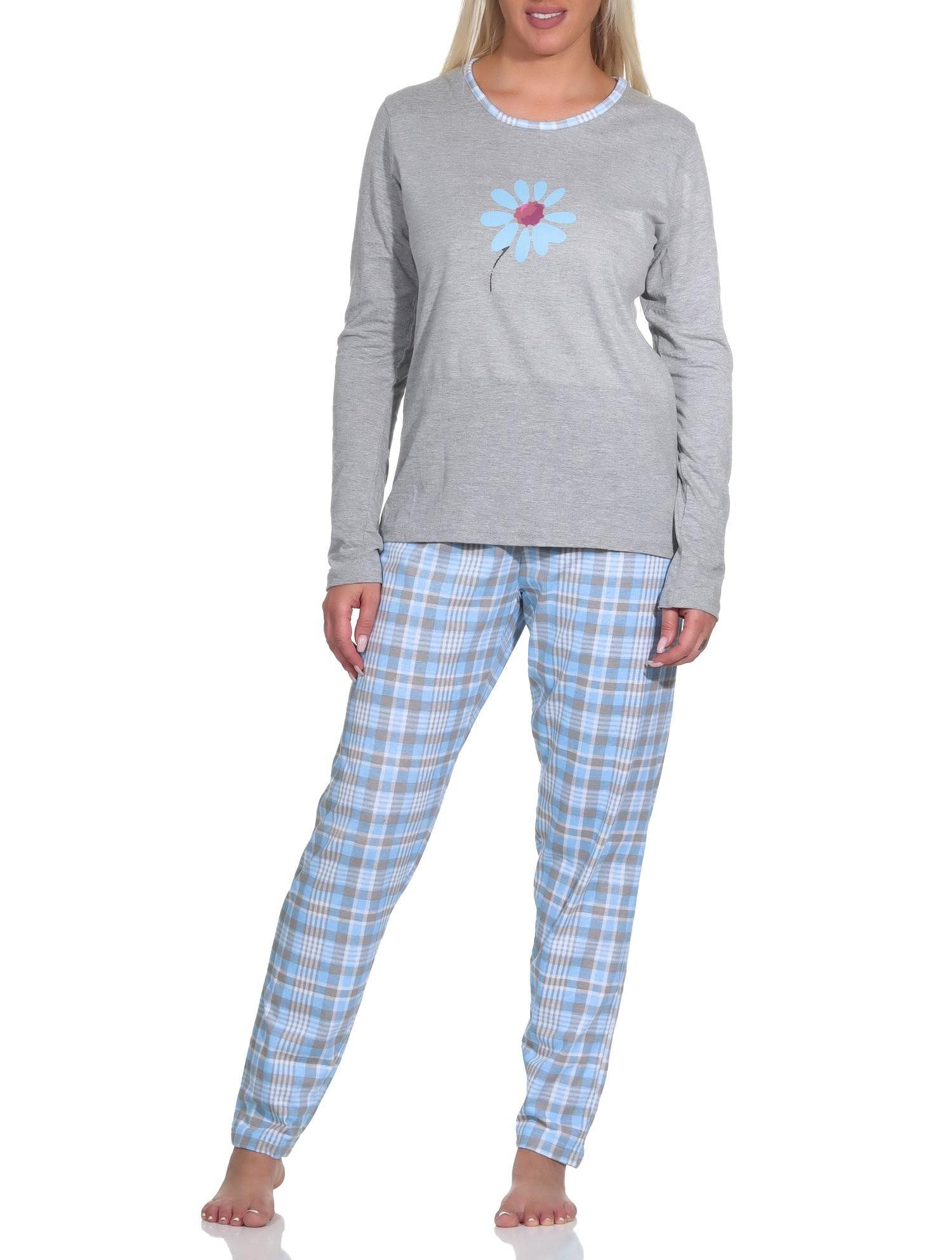Normann Pyjama Damen Pyjama langarm, Schlafanzug mit Karo-Muster - 112 10 733
