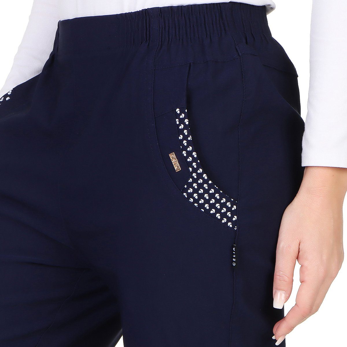 OriginalYou Stretch-Hose Sommerhose Damen Schlupfhose ANKER maritime Stoffhose auch in großen Größen erhältlich, mit elastischem Bund – Bild 3 von 5