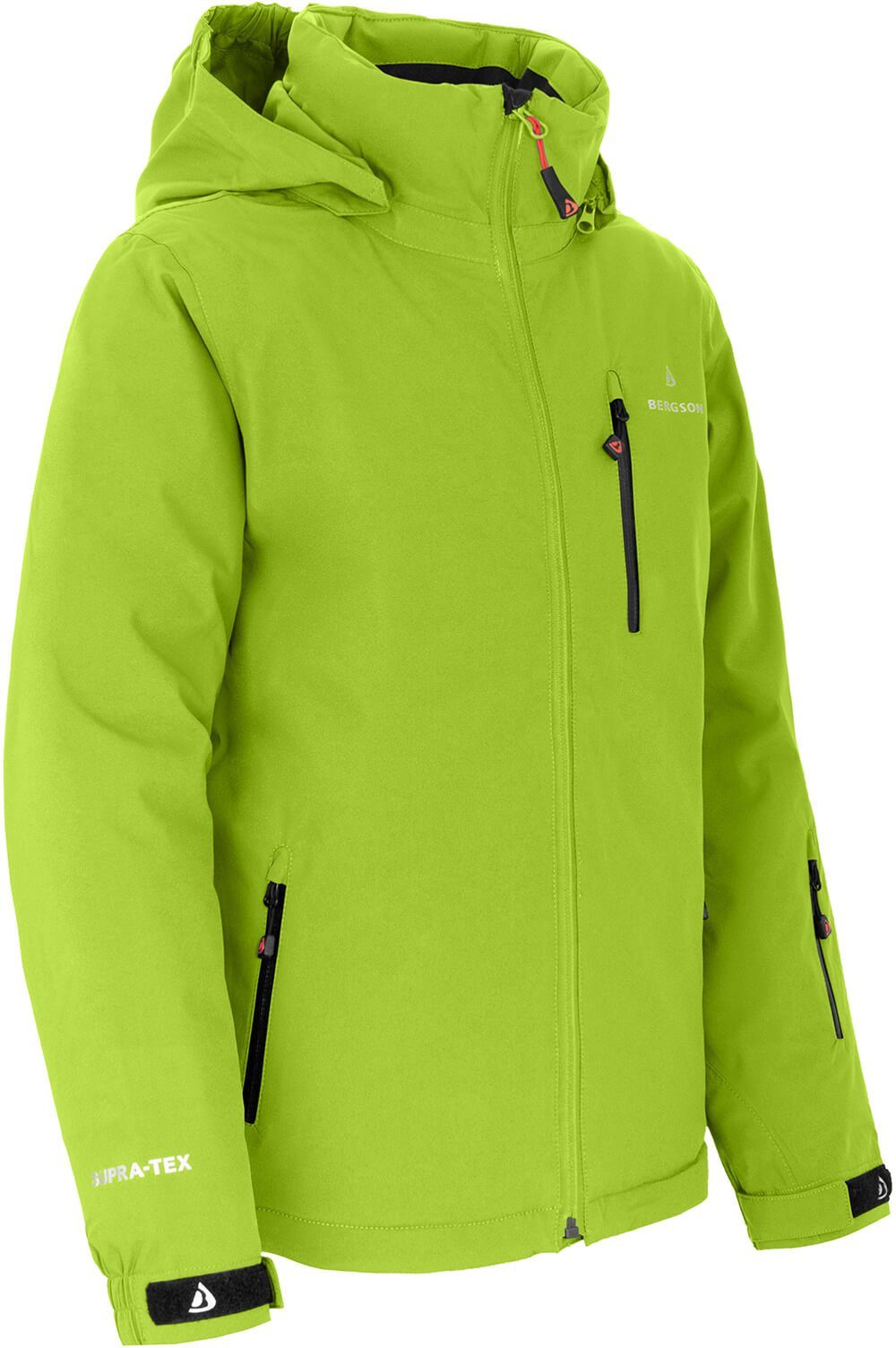 Bergson Winterjacke LUPO Kinder Skijacke, warm wattiert, 20000 mm Wassersäule, Normalgrößen, lime grün | Jacken