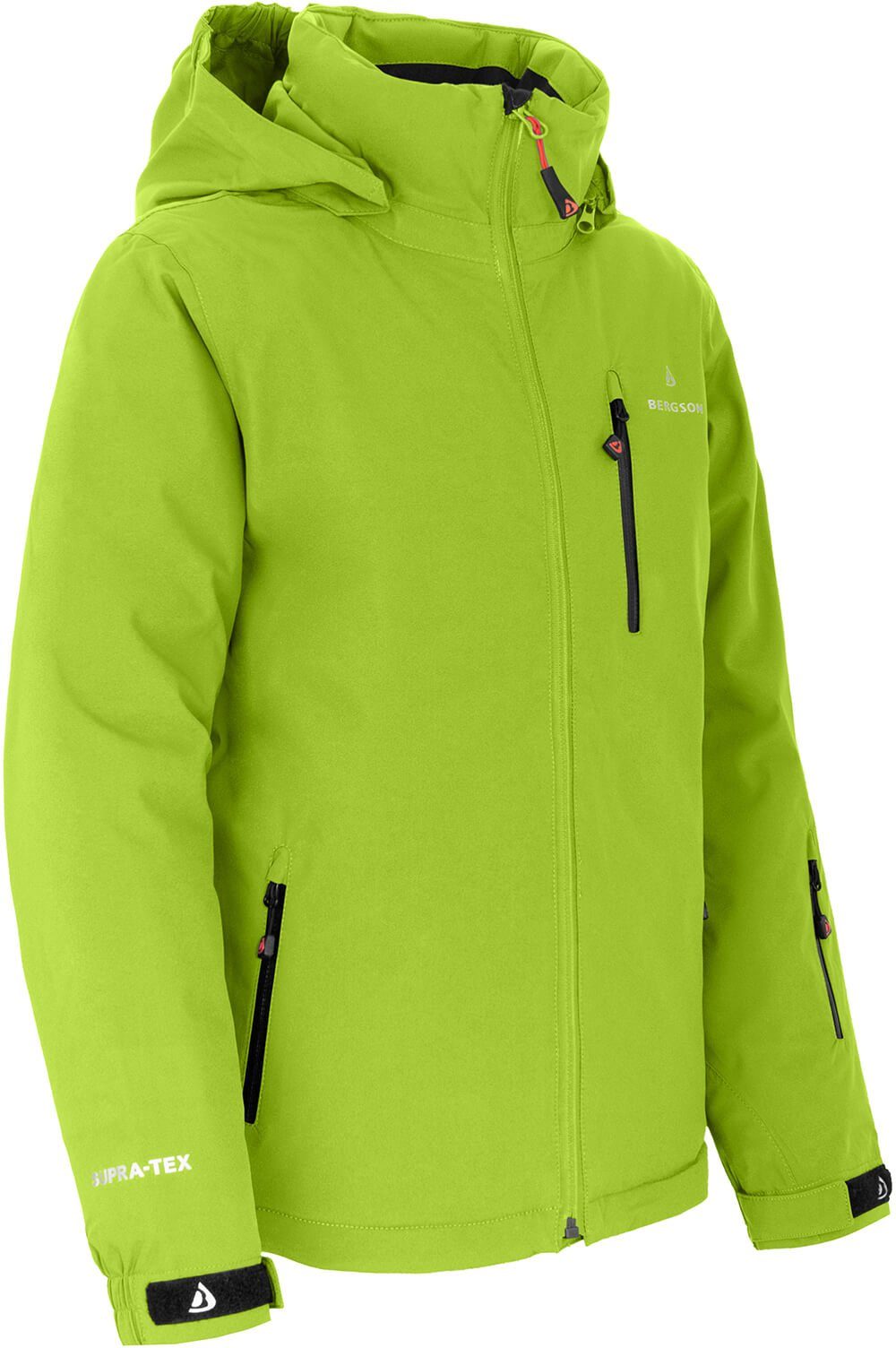 Bergson Winterjacke LUPO Kinder Skijacke, warm wattiert, 20000 mm Wassersäule, Normalgrößen, lime grün