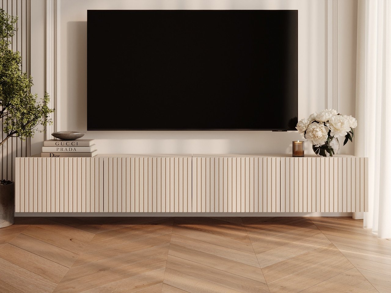 GrainGold TV-Schrank Kioto (Set, TV-Schrank) Soft-Closing-System, Breite 200 cm, für das Wohnzimmer