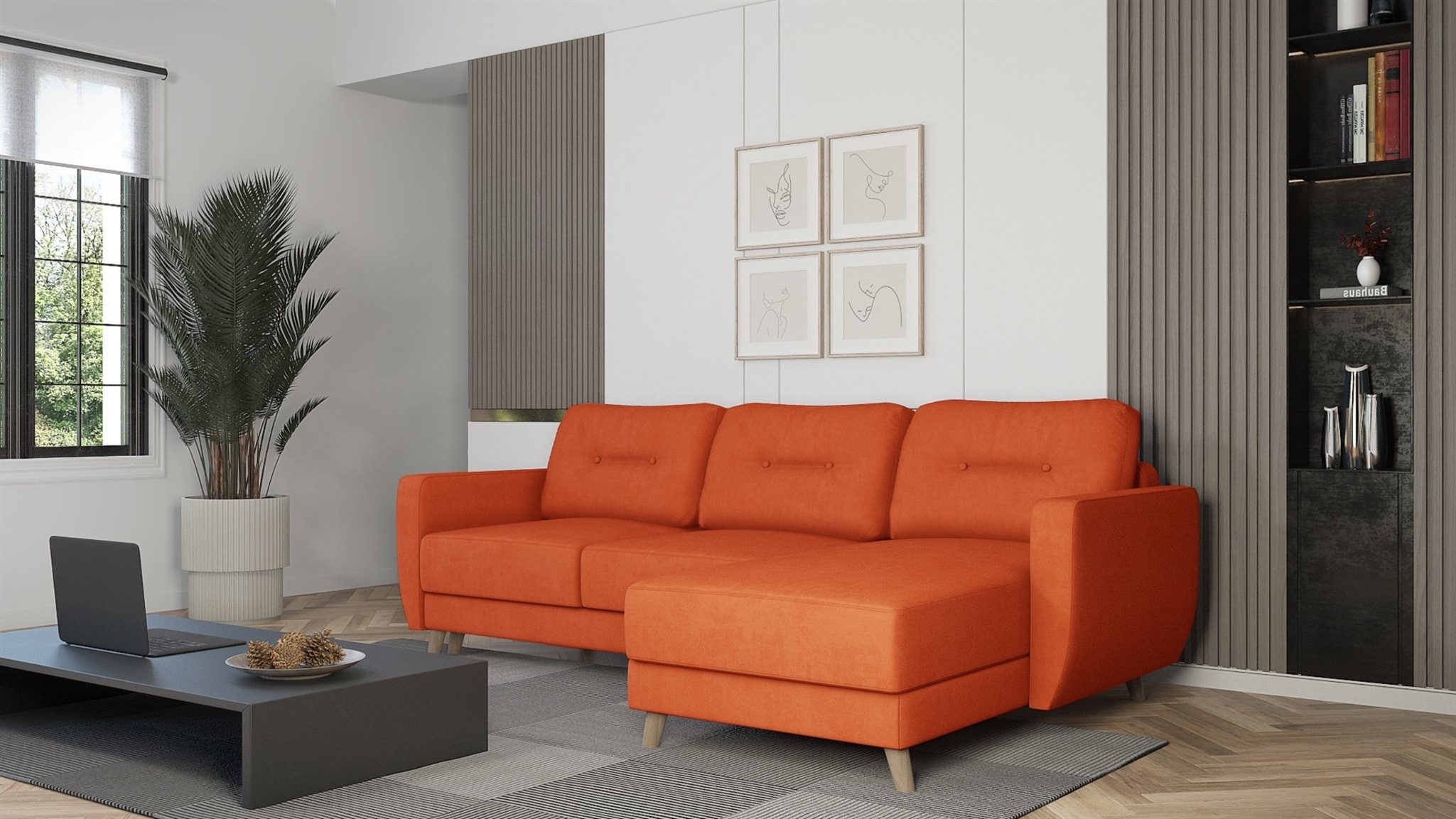 Fun Möbel Ecksofa Sofa mit Schlaffunktion MARLIES, Ottomane Rechts oder Links, Inkl. Schlaffunktion mit Bettkasten