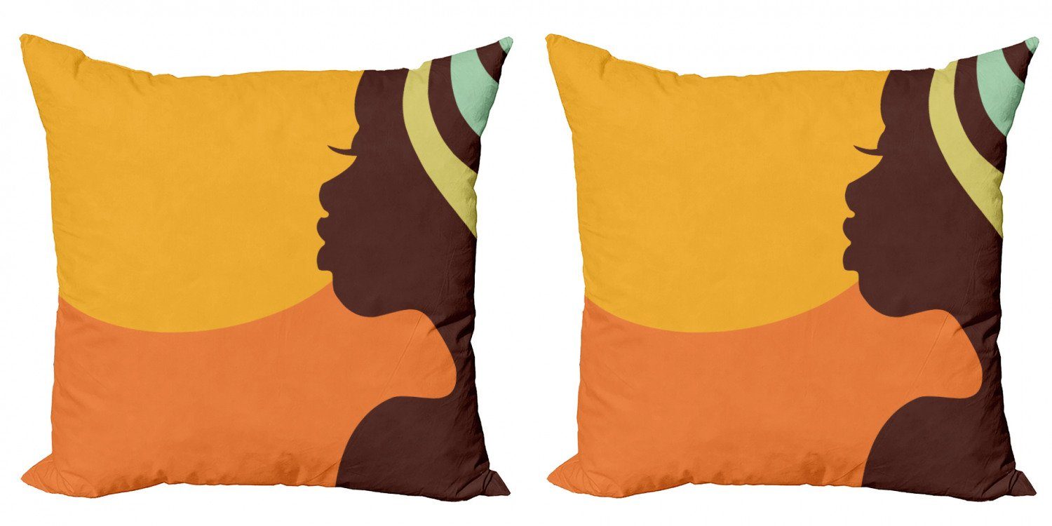 Kissenbezüge Modern Accent Doppelseitiger Digitaldruck, Abakuhaus (2 Stück), afrikanische Frau Teenager-Mädchen-Gesicht