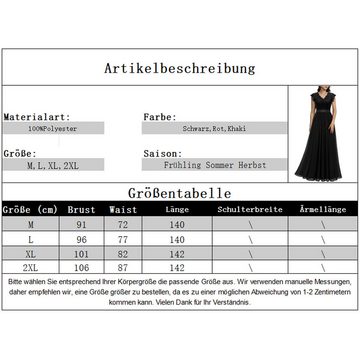 B.X Abendkleid Damen kurze Ärmel Ballkleid Maxikleid Partykleid Cocktailkleid V-Ausschnitt Anmut Slim-Fit Brautkleid Freizeit Spitzenkleid