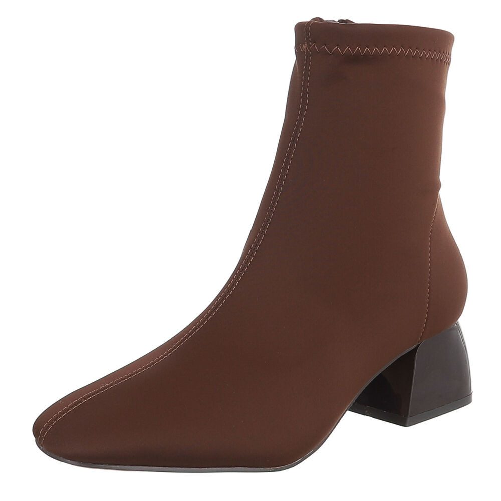 Ital-Design Damen Stiefelette mit Blockabsatz und Spitzform Stiefelette (92268884) Blockabsatz Stiefeletten in Braun