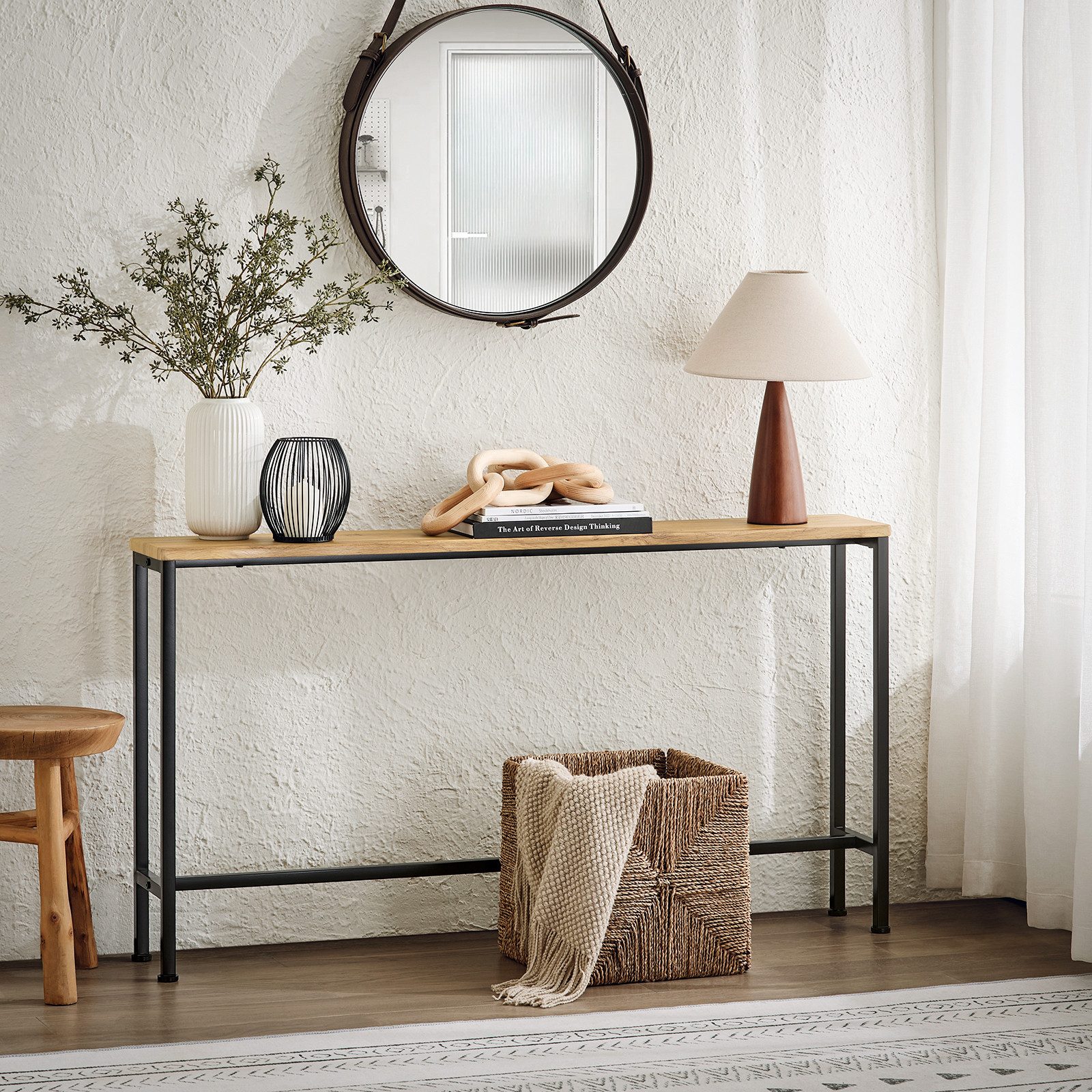 SoBuy Konsolentisch FSB19, Konsolentisch schmal, Sofatisch, Wohnzimmer Flur Büro, Konsolentisch Flurtisch Sideboard Beistelltisch Vintage