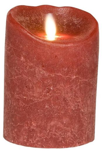 SOMPEX LED-Kerze »Flame LED Kerze Bordeaux Frost 12,5cm« (Kerze), integrierter Timer, Echtwachs, täuschend echtes Kerzenlicht, Fernbedienung separat erhältlich