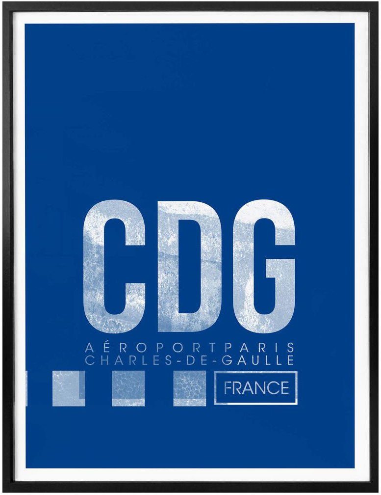 Wall-Art Poster Wandbild CDG Flughafen Wandposter Poster, (1 St), Paris, Wandbild, Flughafen Bild