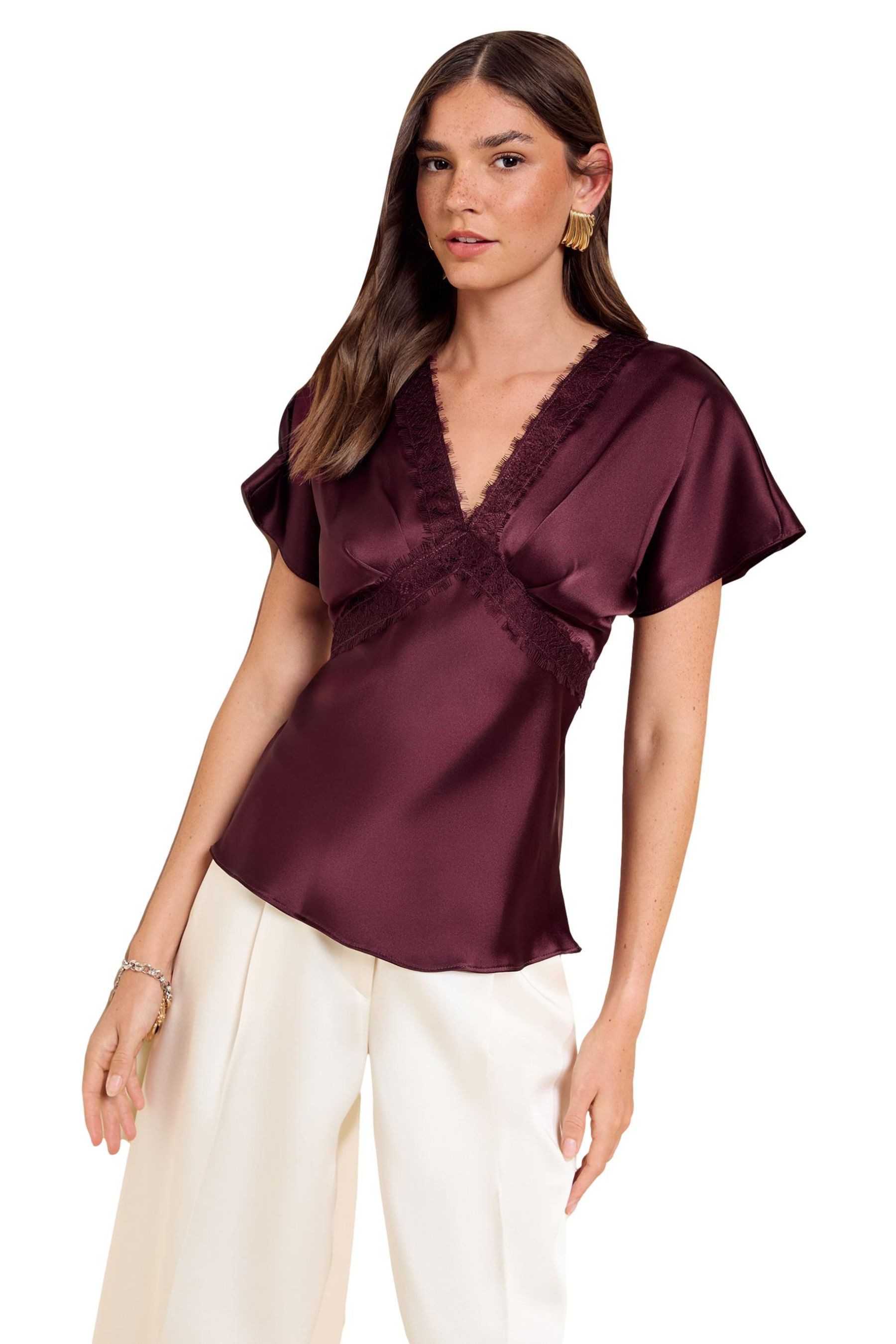 Friends Like These Satinbluse Friends Like These Satin-Bluse mit kurzen Ärmeln (1-tlg)