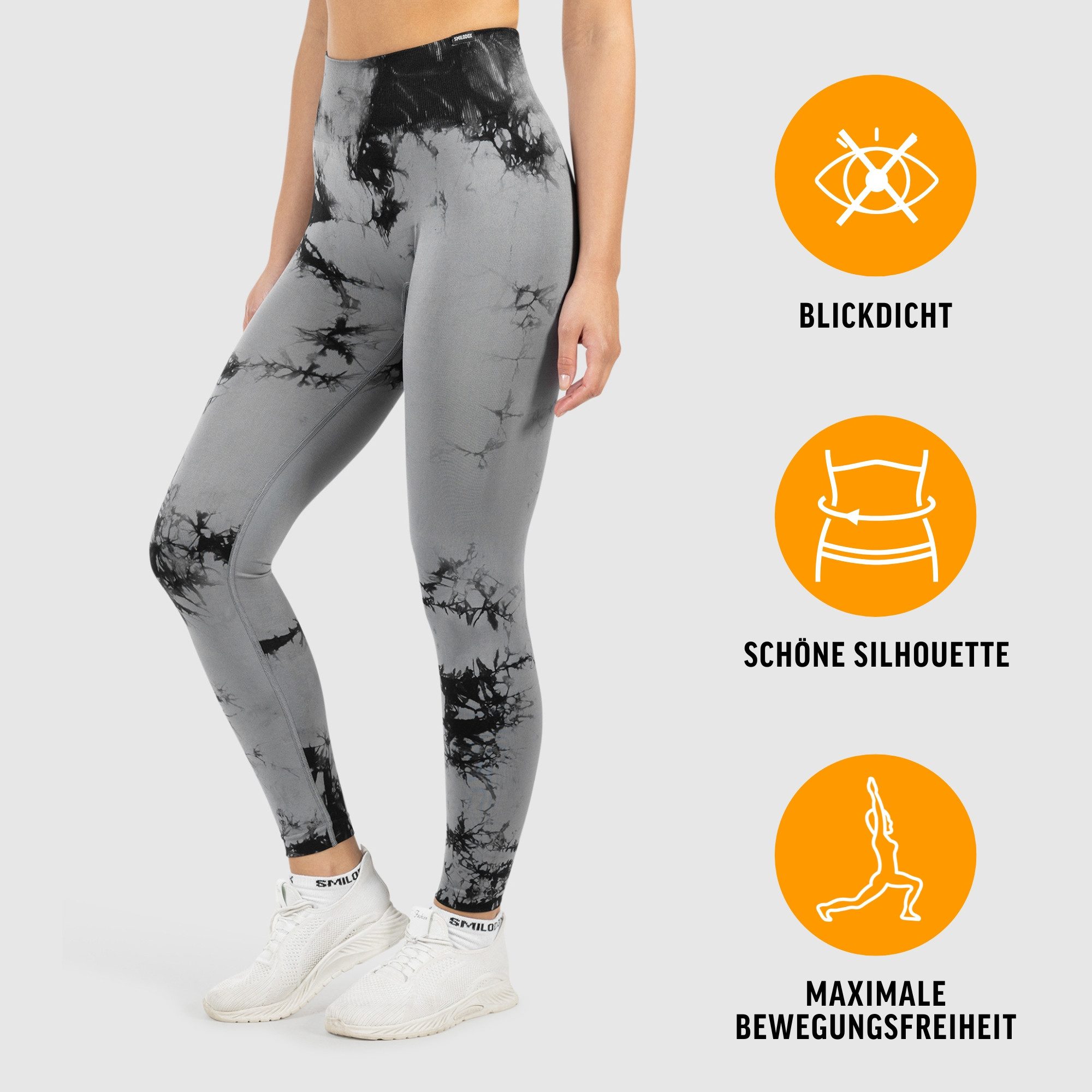 Smilodox Leggings Becci, Seamless High Waist Scrunch Sporthose, Batik-Effekt & Muster Figurformende Kontur, elastisch, Blickdicht, Gym Yoga Training Workout