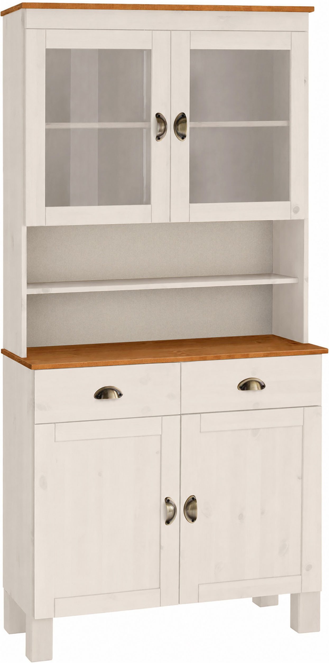 Home affaire Küchenbuffet Oslo 85 cm breit, aus massiver Kiefer, mit 2 Glastüren, Metallgriffe