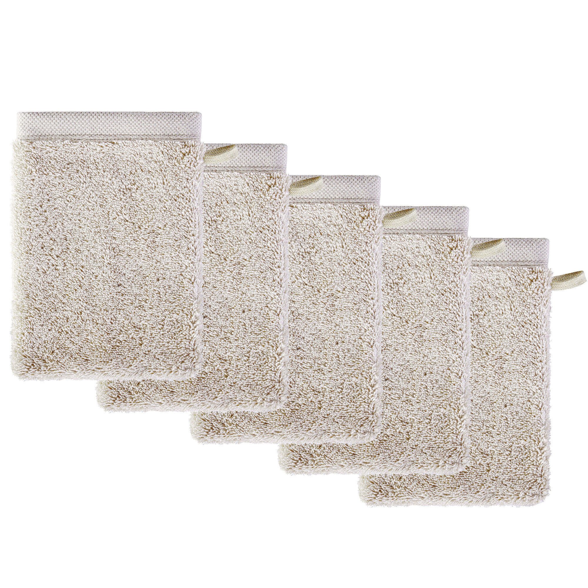 herzbach home Waschhandschuh Pura, 5er Set, made in Portugal