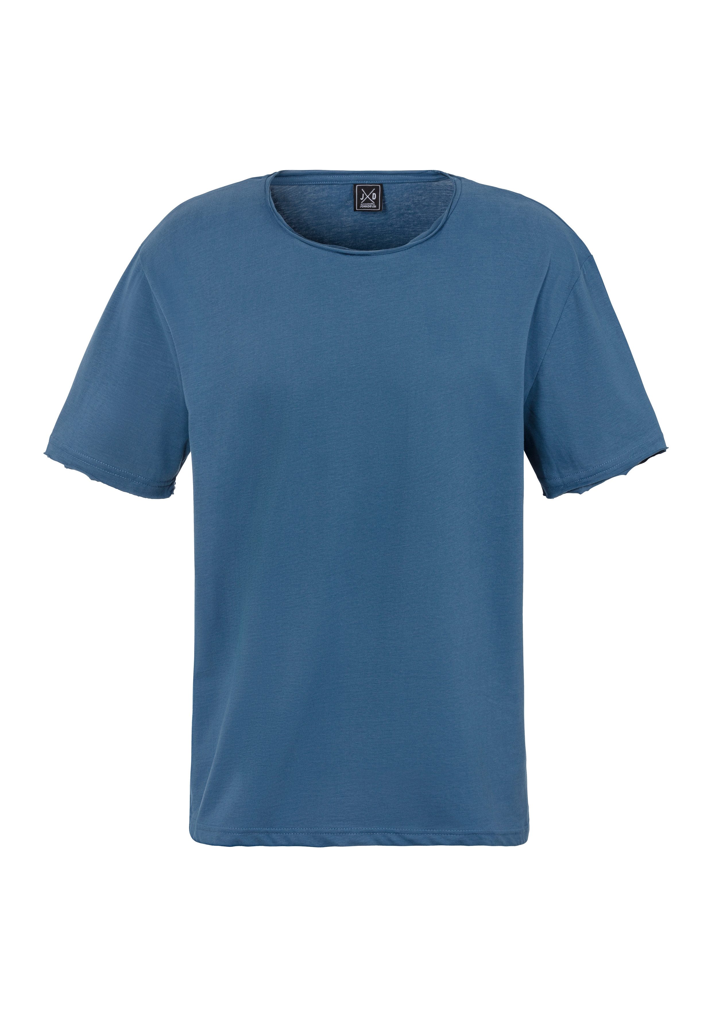 John Devin T-Shirt mit geschnittenen Kanten (Packung, 2) Relaxed Fit, Kurzarm, Freizeitshirt mit Rundhals aus reiner Baumwolle – Bild 5 von 5