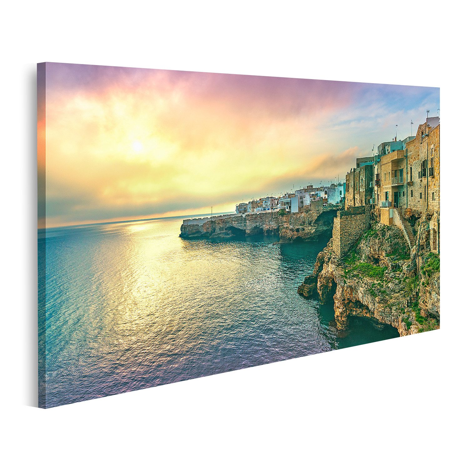 islandburner Leinwandbild Polignano Mare Dorf Sonnenaufgang Bari Apulien Italien Felse Bilder