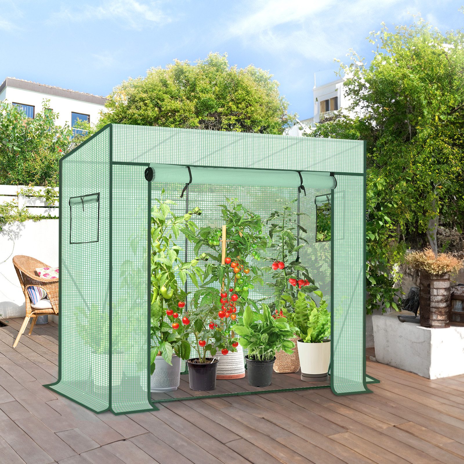 Sekey Gewächshaus Schrägdach Foliengewächshaus Tomatenhaus Begehbares günstig online kaufen
