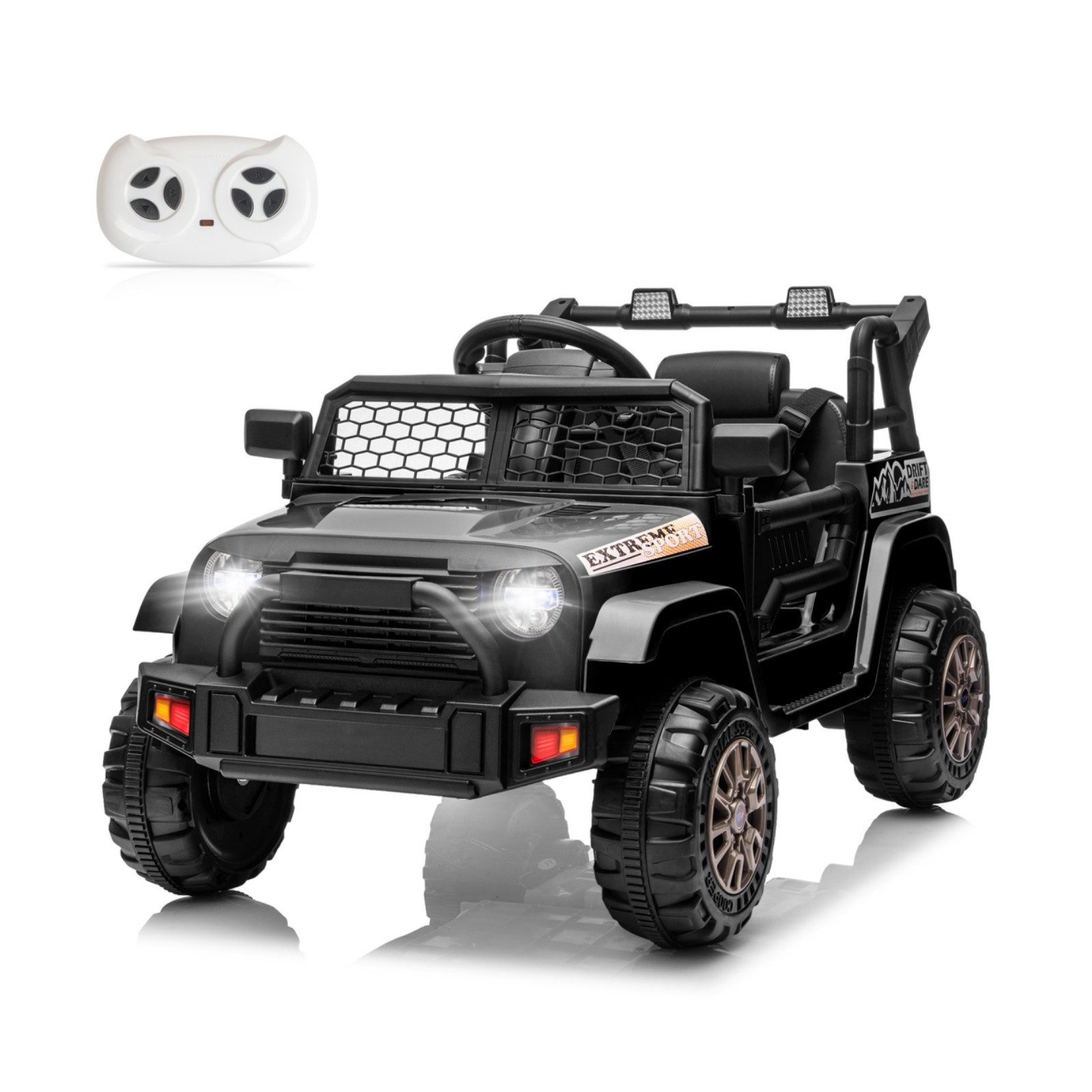 LALAHO Elektro-Kinderauto Elektrischer Aufsitz-Jeep für Kinder, mit Fernbedienung, mit Licht und Musik