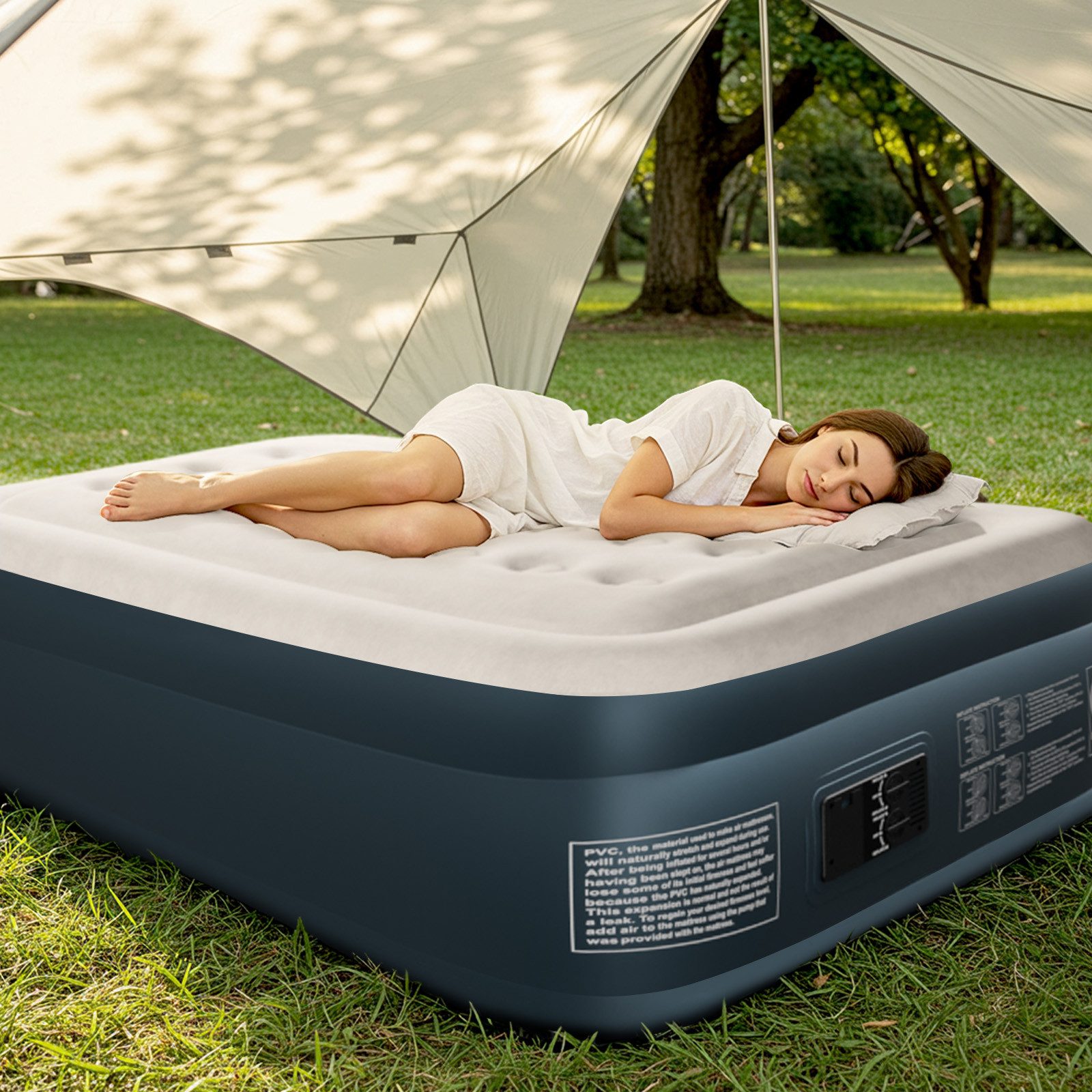 LALAHO Luftmatratze mit eingebauter Pumpe,Isomatte Camping Outdoor,190 x 99 x 45CM, Einzel-Luftbett, selbstaufblasend, wasserdicht, inkl. Pumpe, Tasche