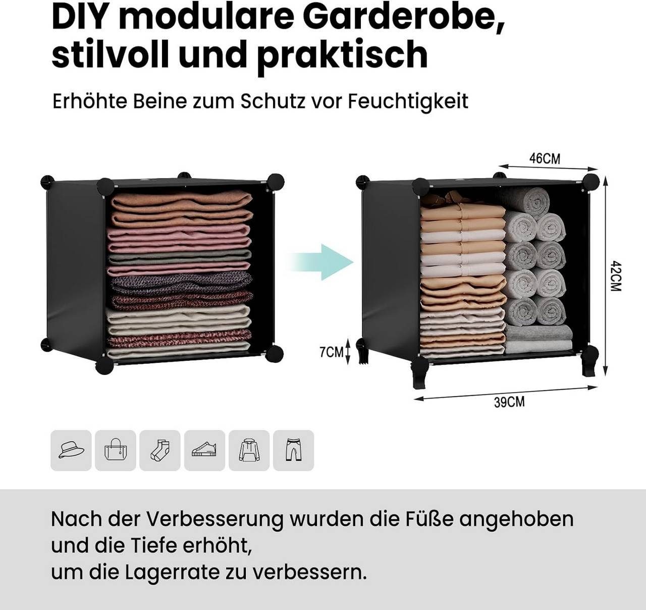 Garderobenschrank Woltu Steckregal (1-St) Kleiderschrank DIY mit Türen