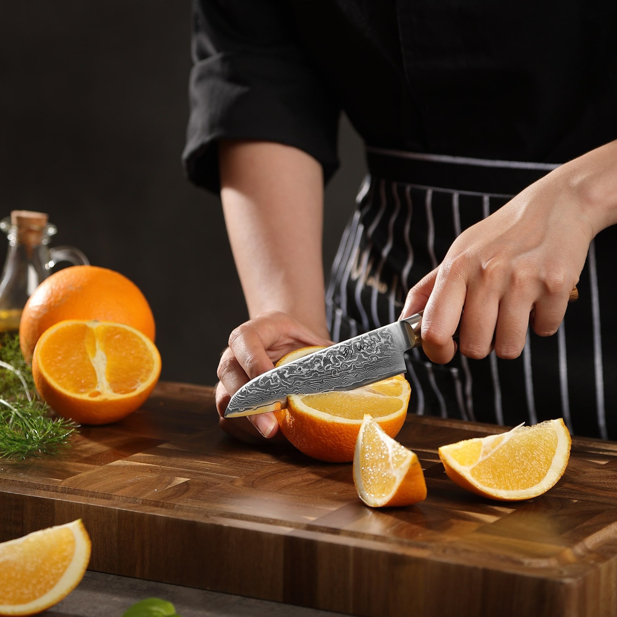 Wakoli Damastmesser EDIB Pro Damast Santoku Messer Küchenmesser 11cm Klinge Pakkaholzgriff, Aus 67 Lagen Damaststahl, VG-10 Stahlkern – Bild 3 von 5