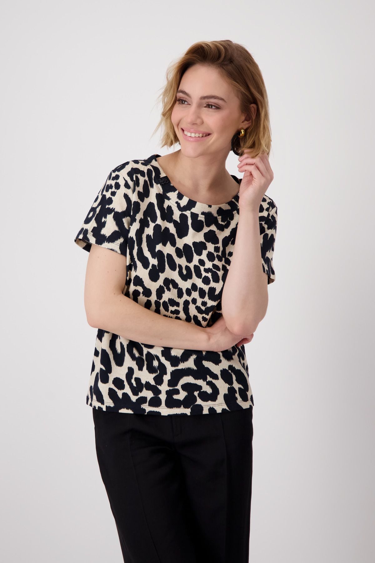 Monari Sweatshirt "Sweatshirt Ringel", Mit tiefem Rundhalsausschnitt günstig online kaufen