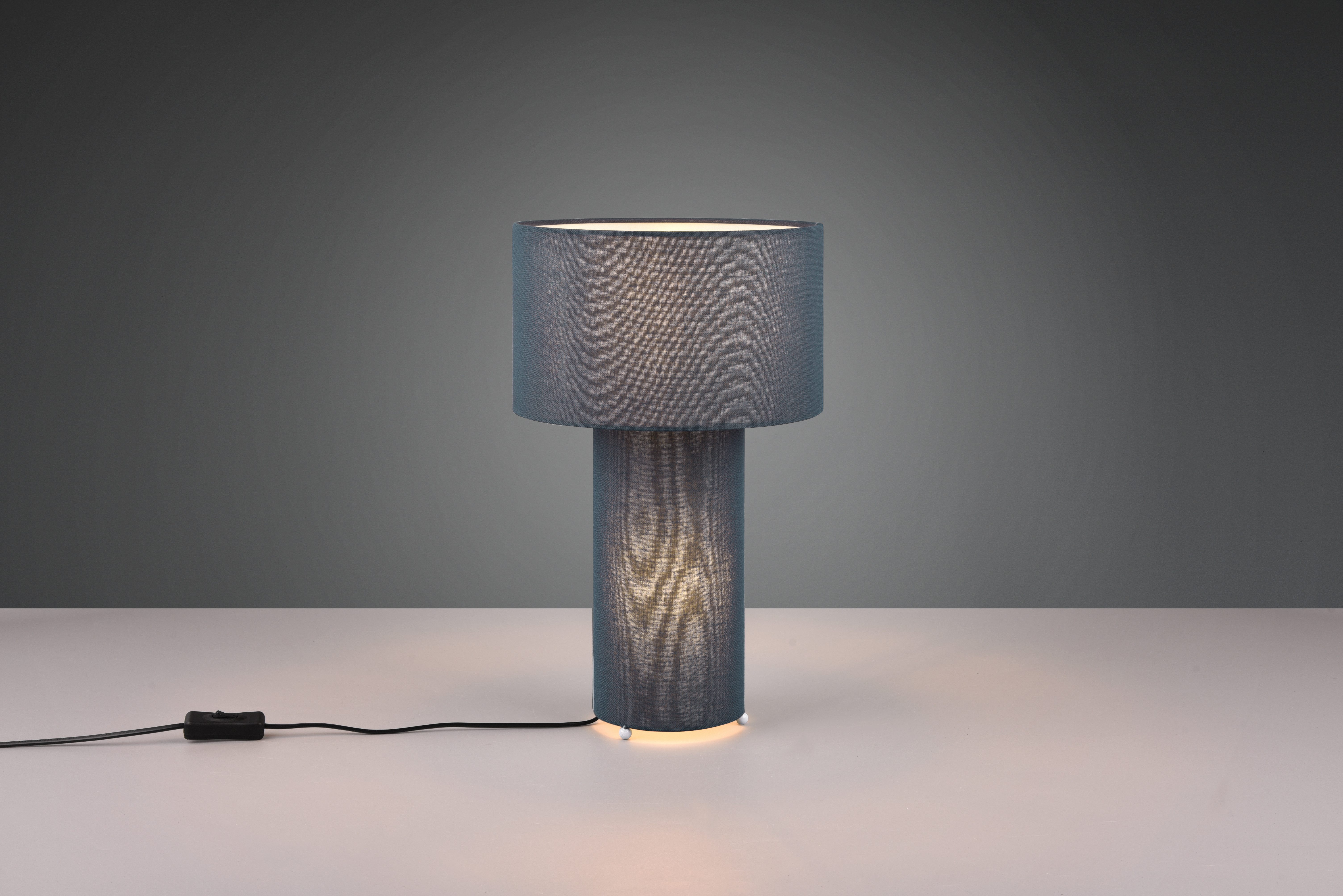 TRIO Leuchten Schreibtischlampe BALE, Nachttischlampe Stoff exkl 2xE27 max 10W mit Schnurschalter, Ein-/Ausschalter, Leuchtmittel wechselbar, warmweiß - kaltweiß, Beleuchtung im Fuß und im Lampenschirm, Höhe 40cm Ø24cm Tischleuchte